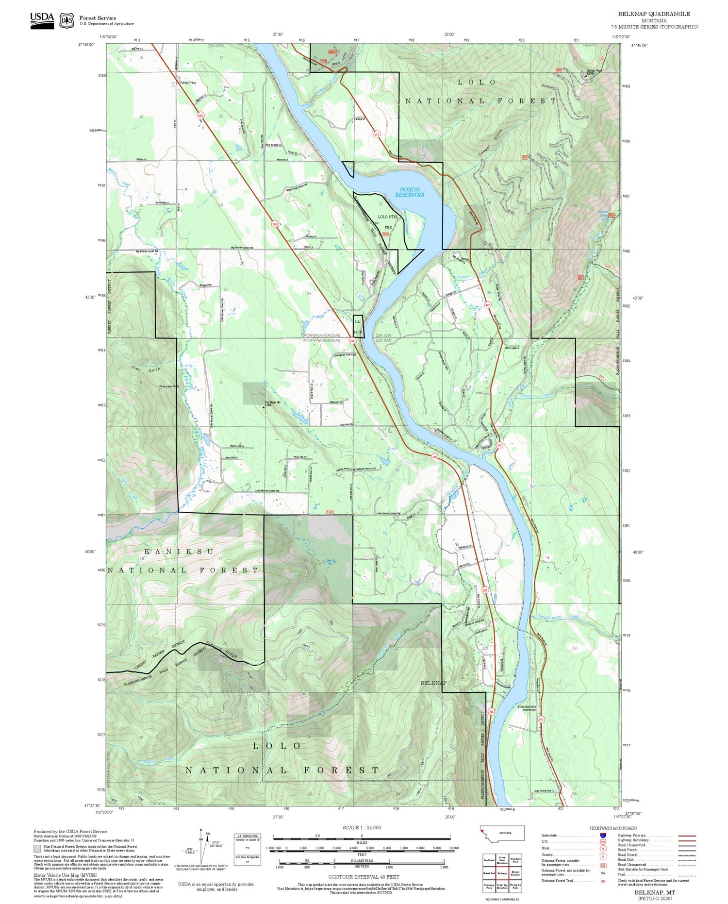 2025 Forest Service Topo Map of Belknap Montana