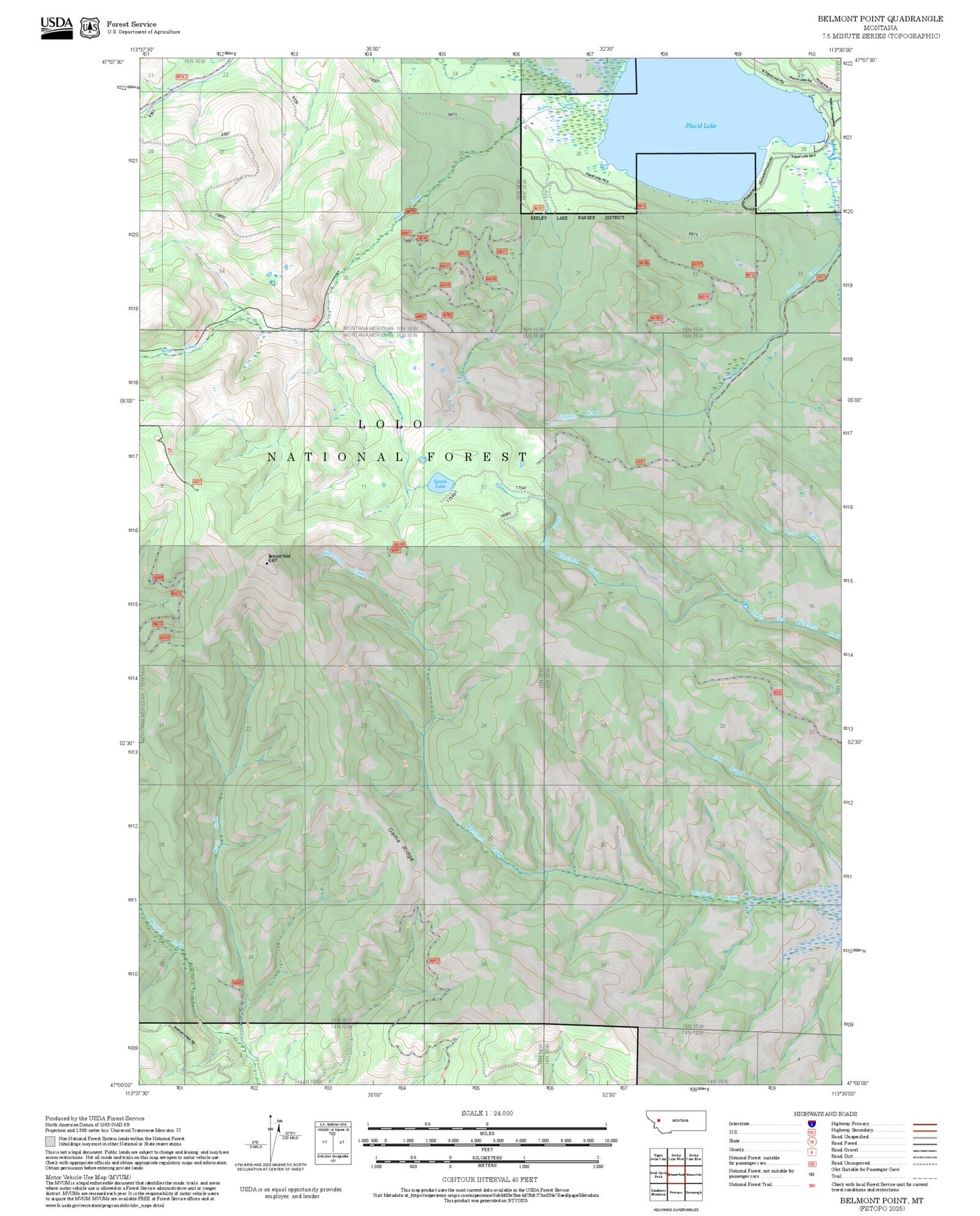 2025 Forest Service Topo Map of Belmont Point Montana
