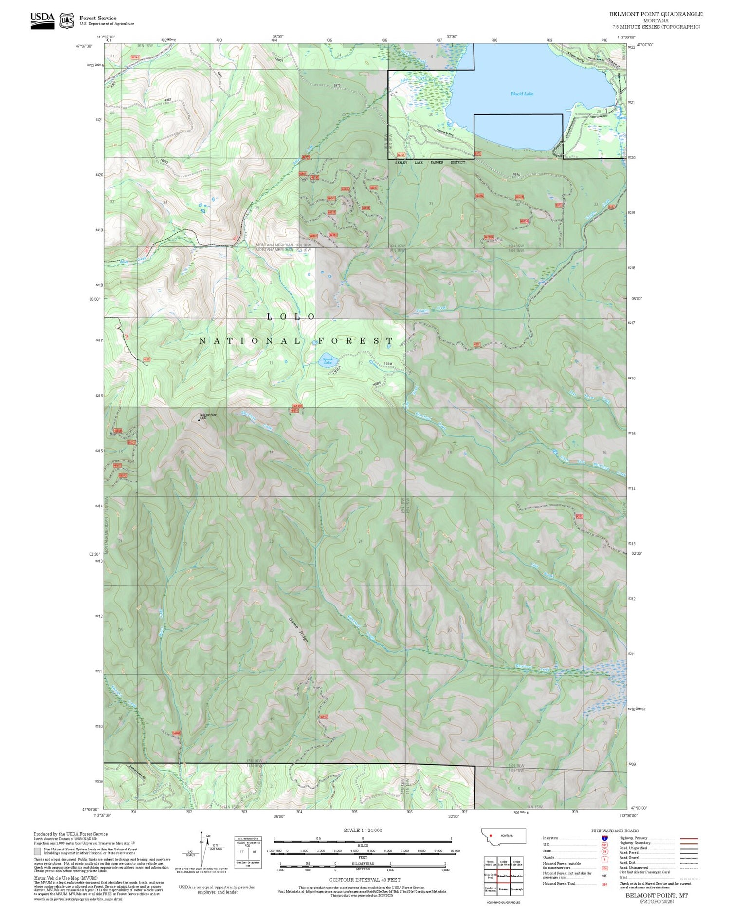 2025 Forest Service Topo Map of Belmont Point Montana