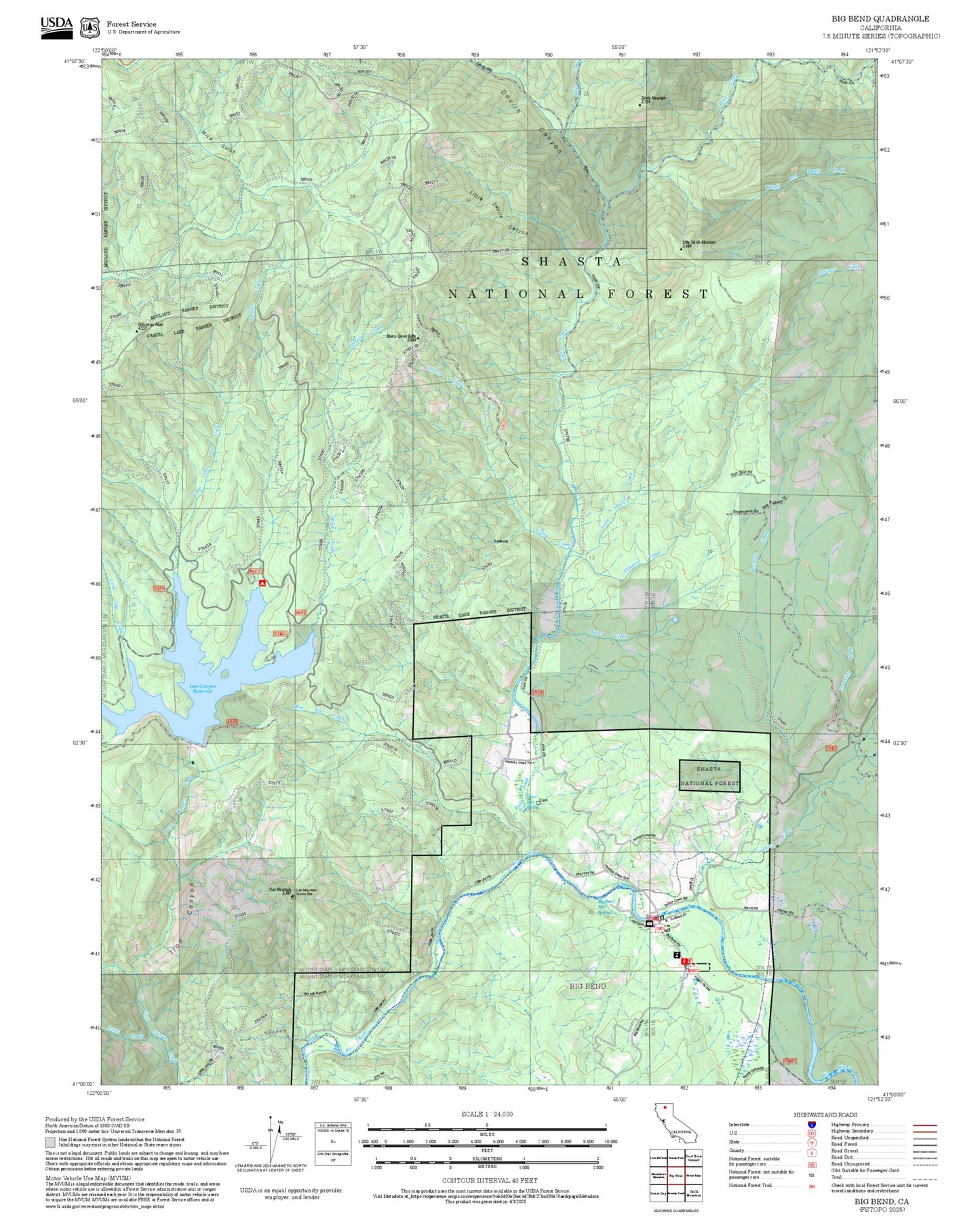 2025 Forest Service Topo Map of Big Bend California