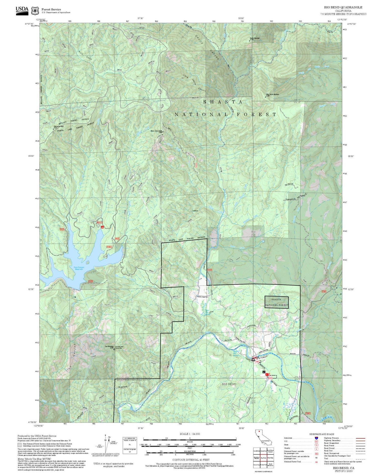 2025 Forest Service Topo Map of Big Bend California