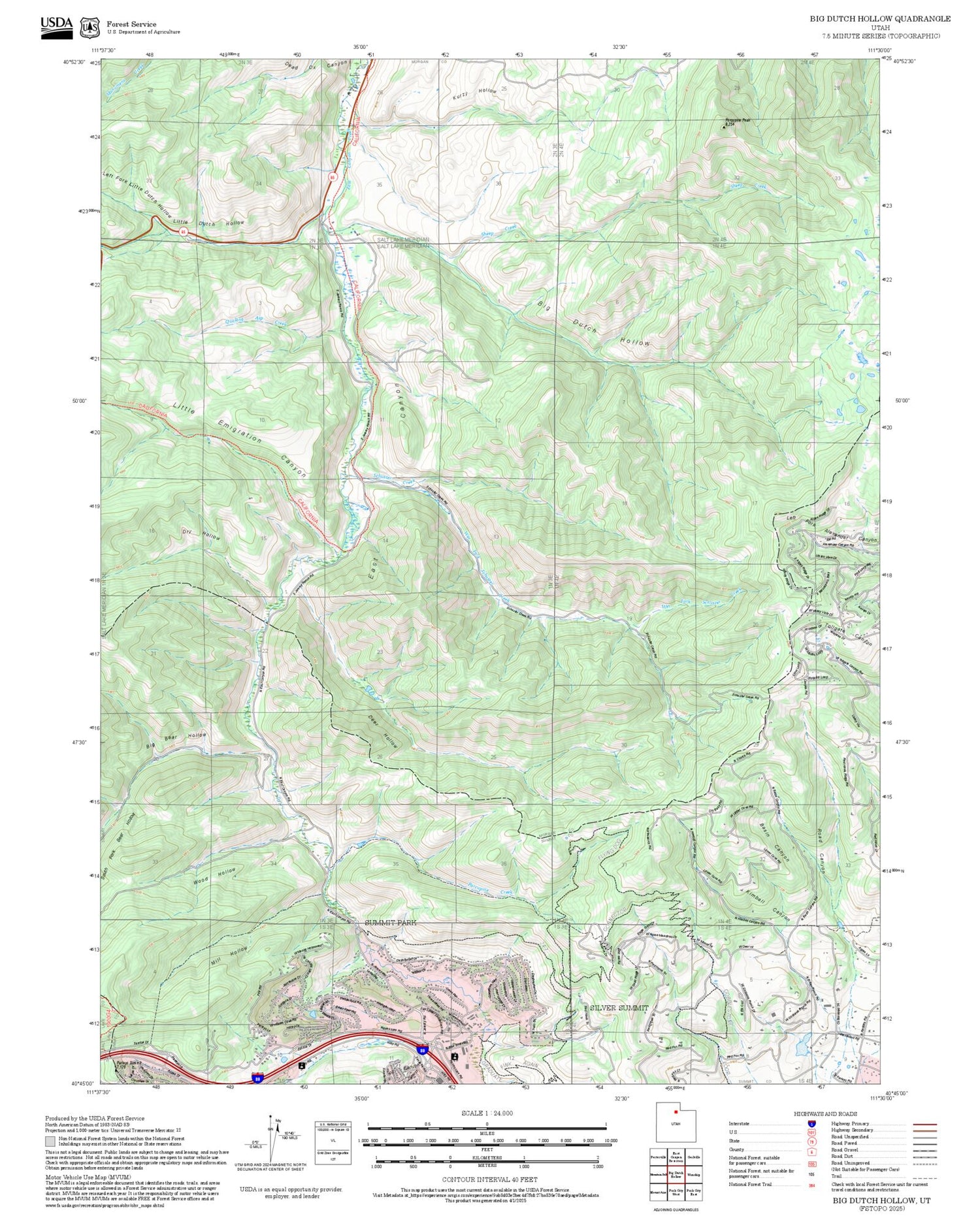 2025 Forest Service Topo Map of Big Dutch Hollow Utah
