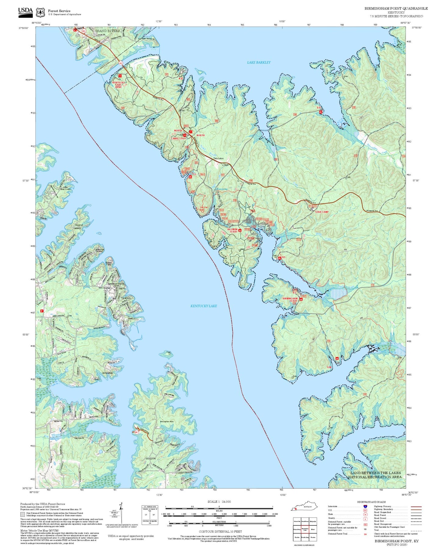 2025 Forest Service Topo Map of Birmingham Point Kentucky