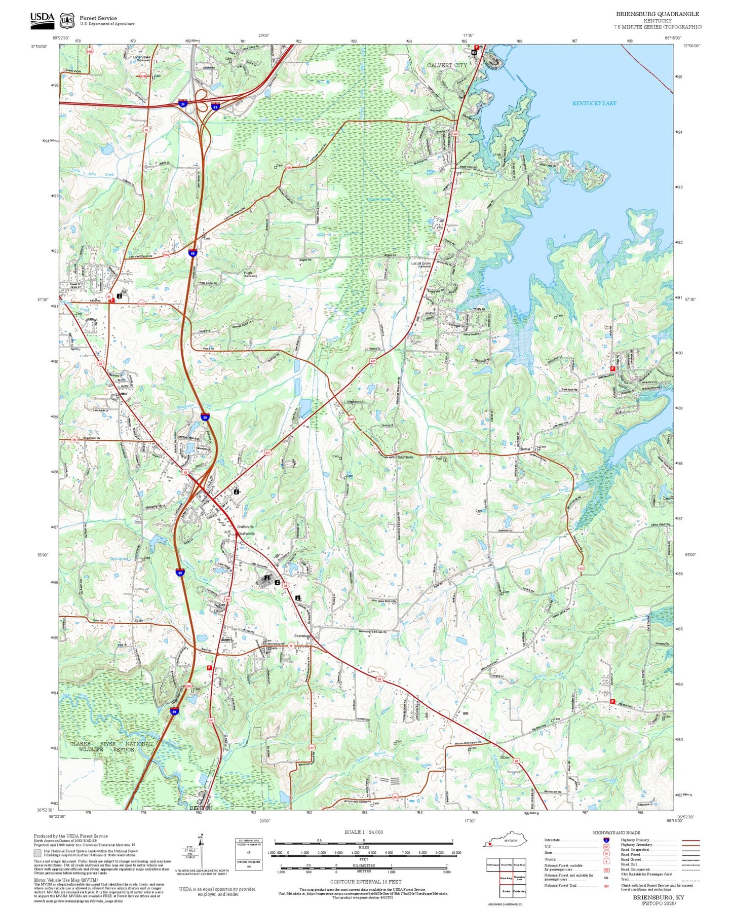 2025 Forest Service Topo Map of Briensburg Kentucky
