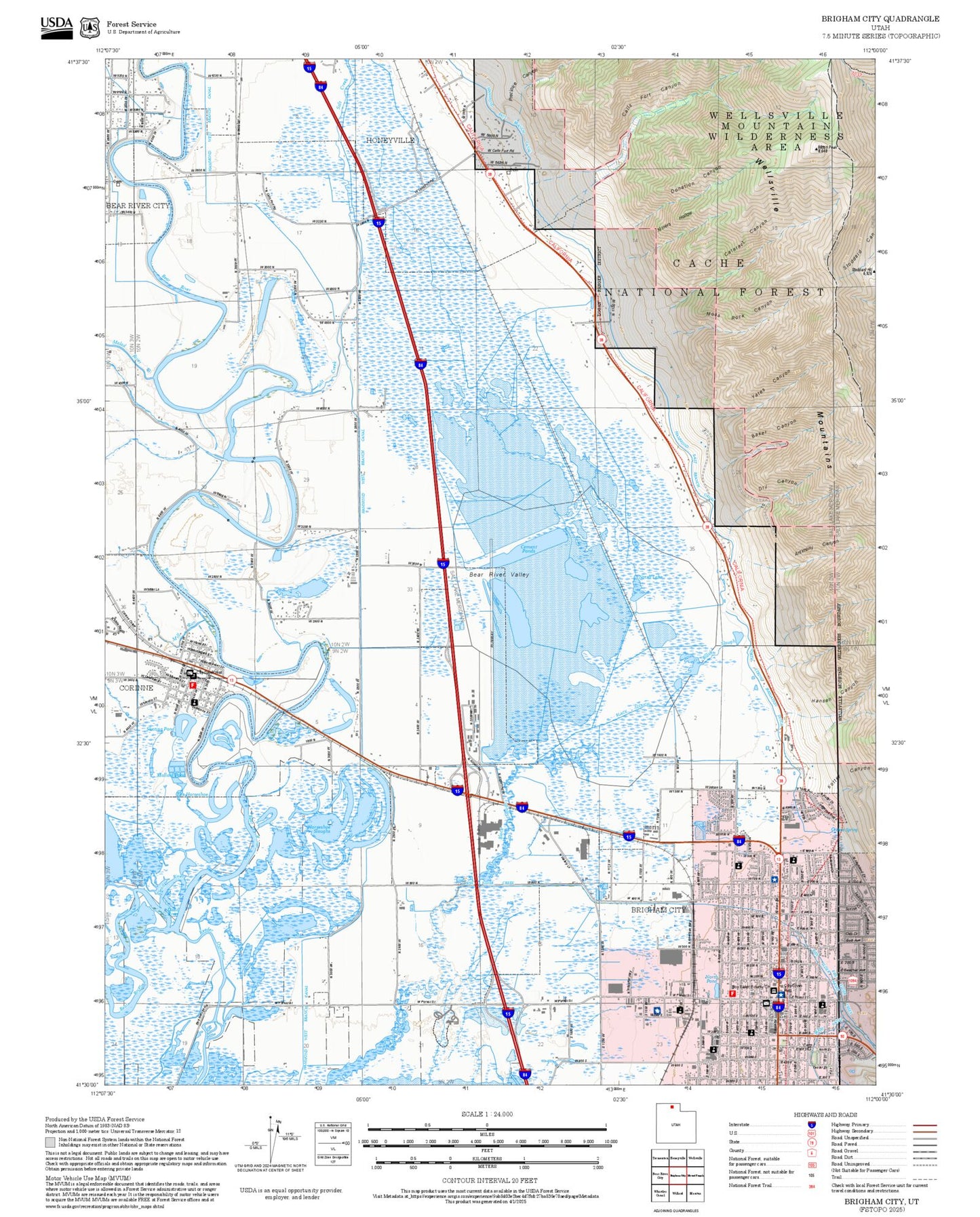 2025 Forest Service Topo Map of Brigham City Utah