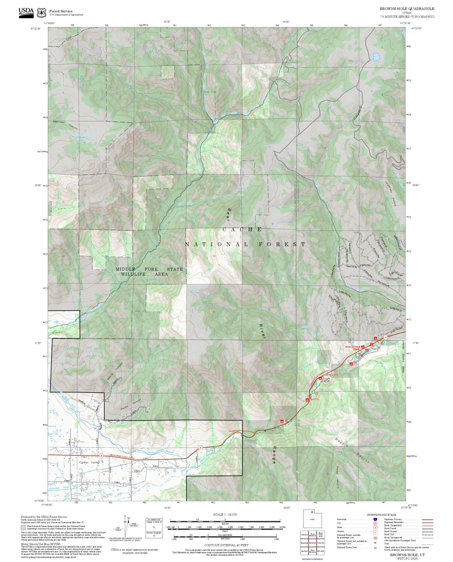 2025 Forest Service Topo Map of Browns Hole Utah