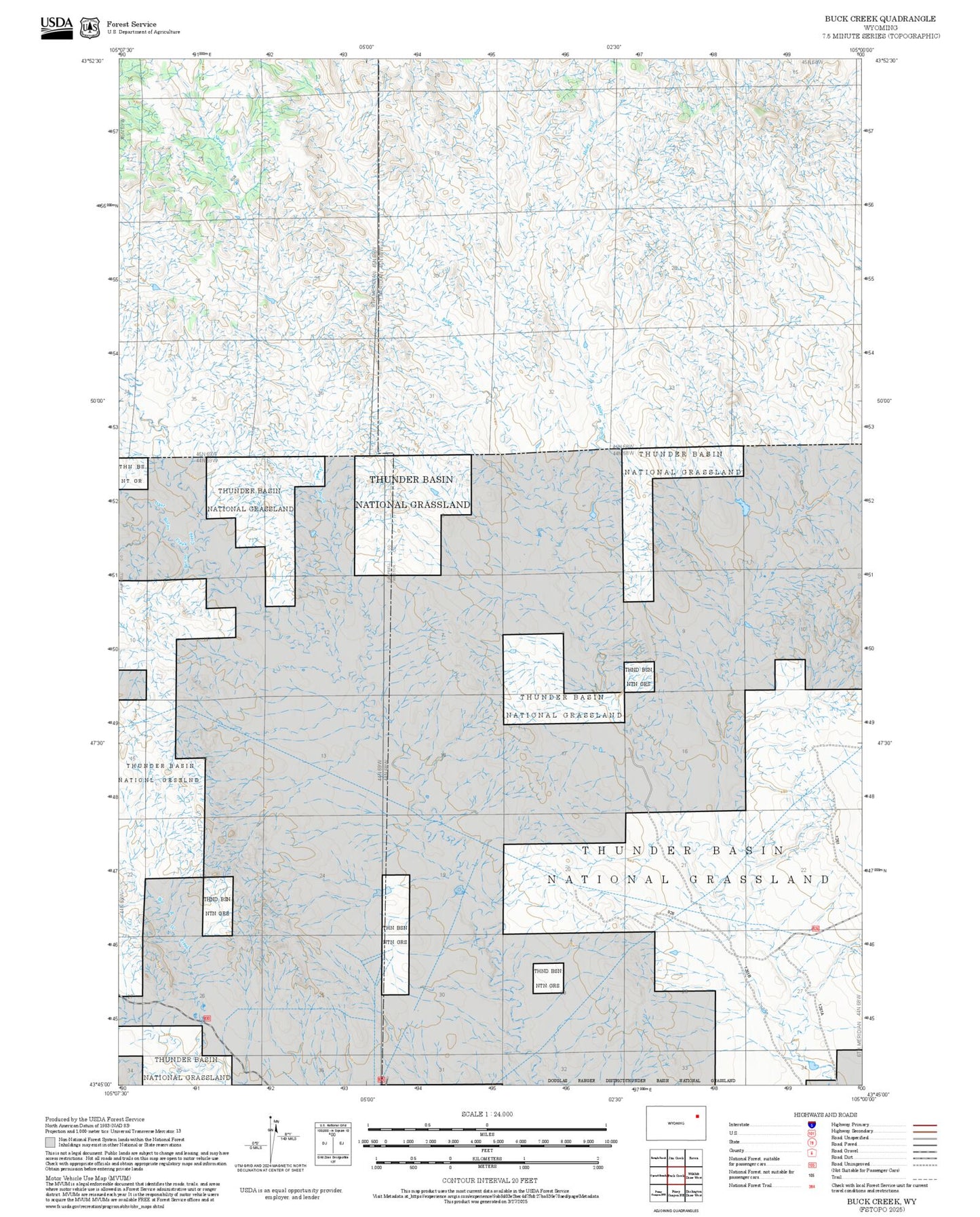 2025 Forest Service Topo Map of Buck Creek Wyoming