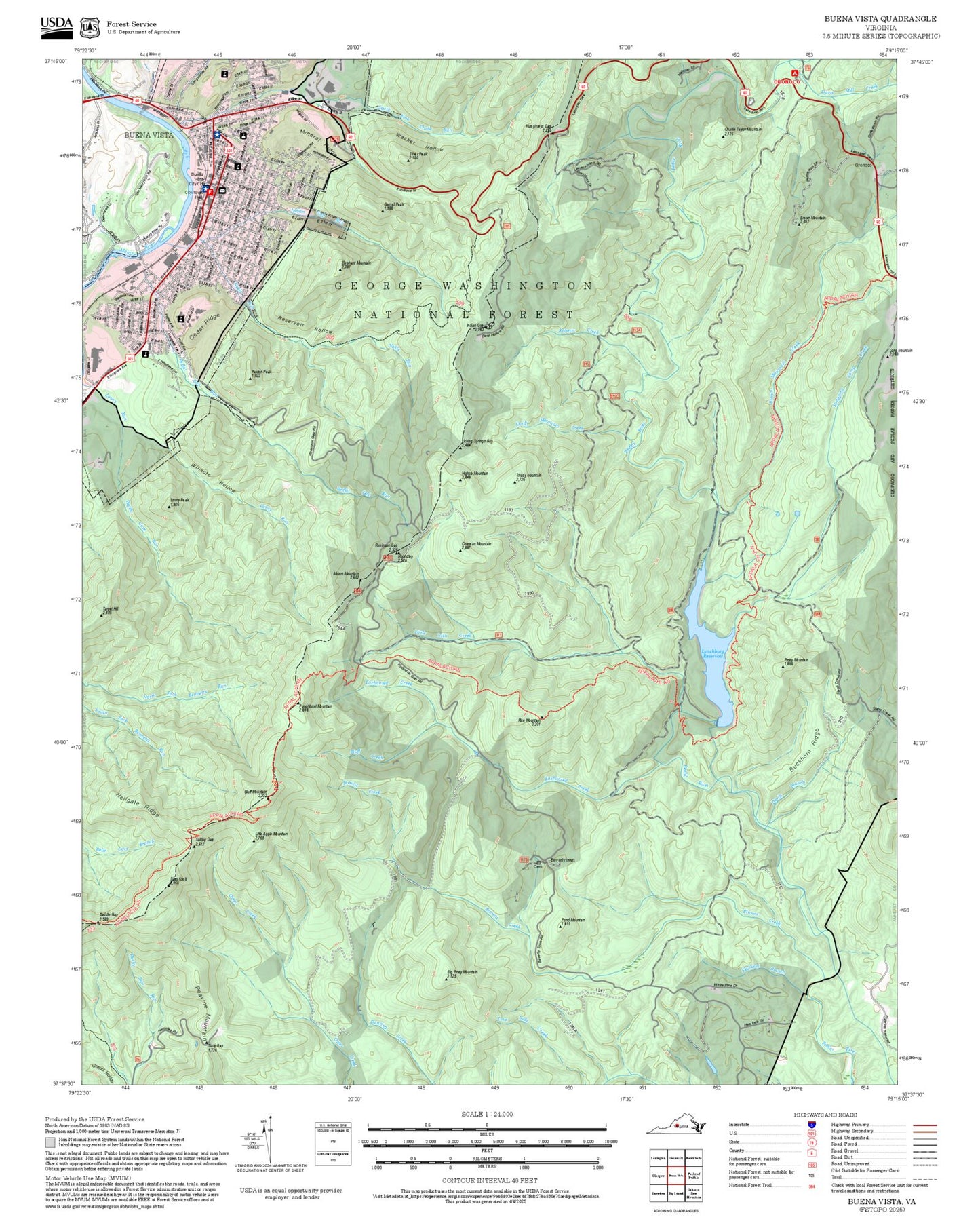 2025 Forest Service Topo Map of Buena Vista Virginia