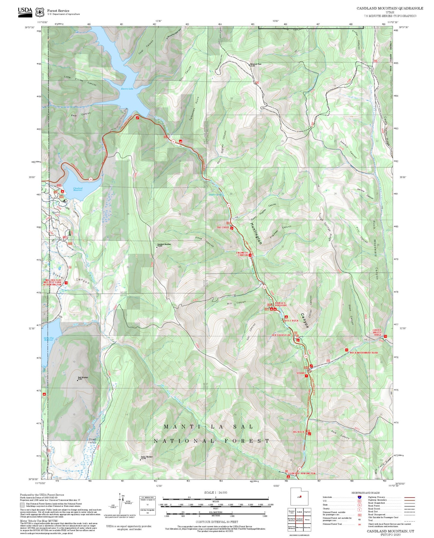 2025 Forest Service Topo Map of Candland Mountain Utah