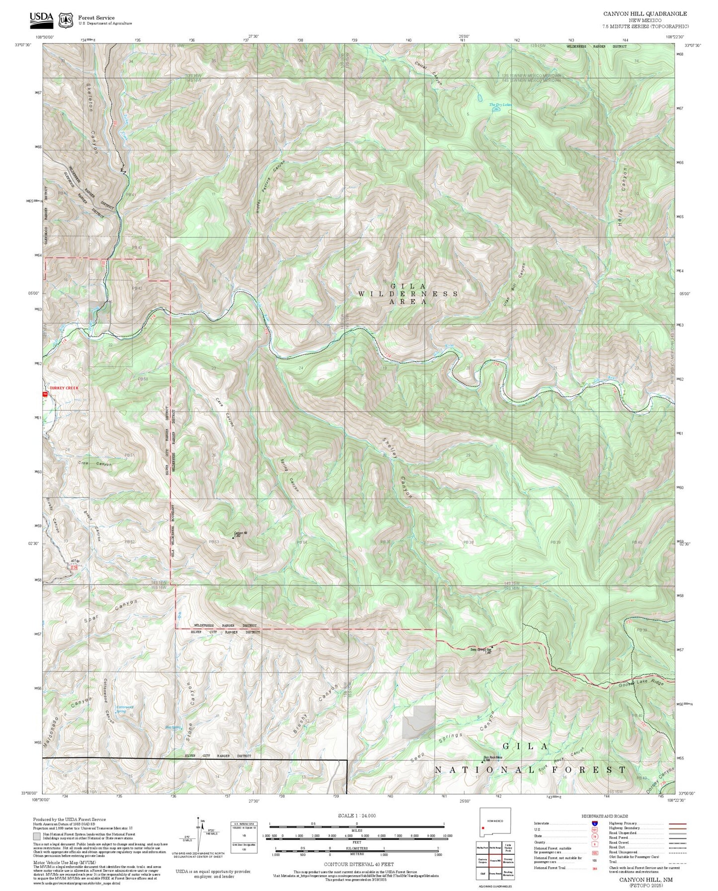 2025 Forest Service Topo Map of Canyon Hill New Mexico