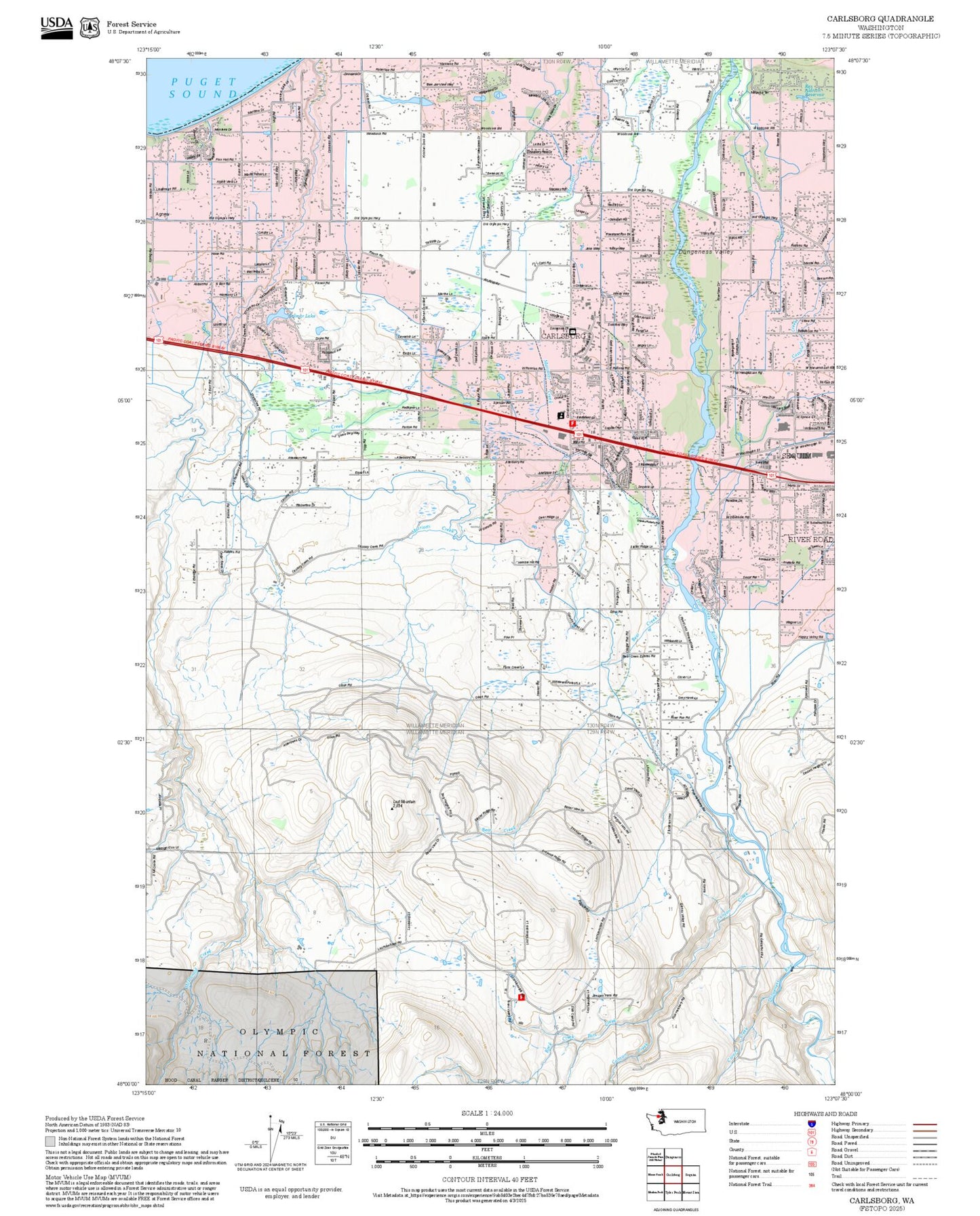2025 Forest Service Topo Map of Carlsborg Washington