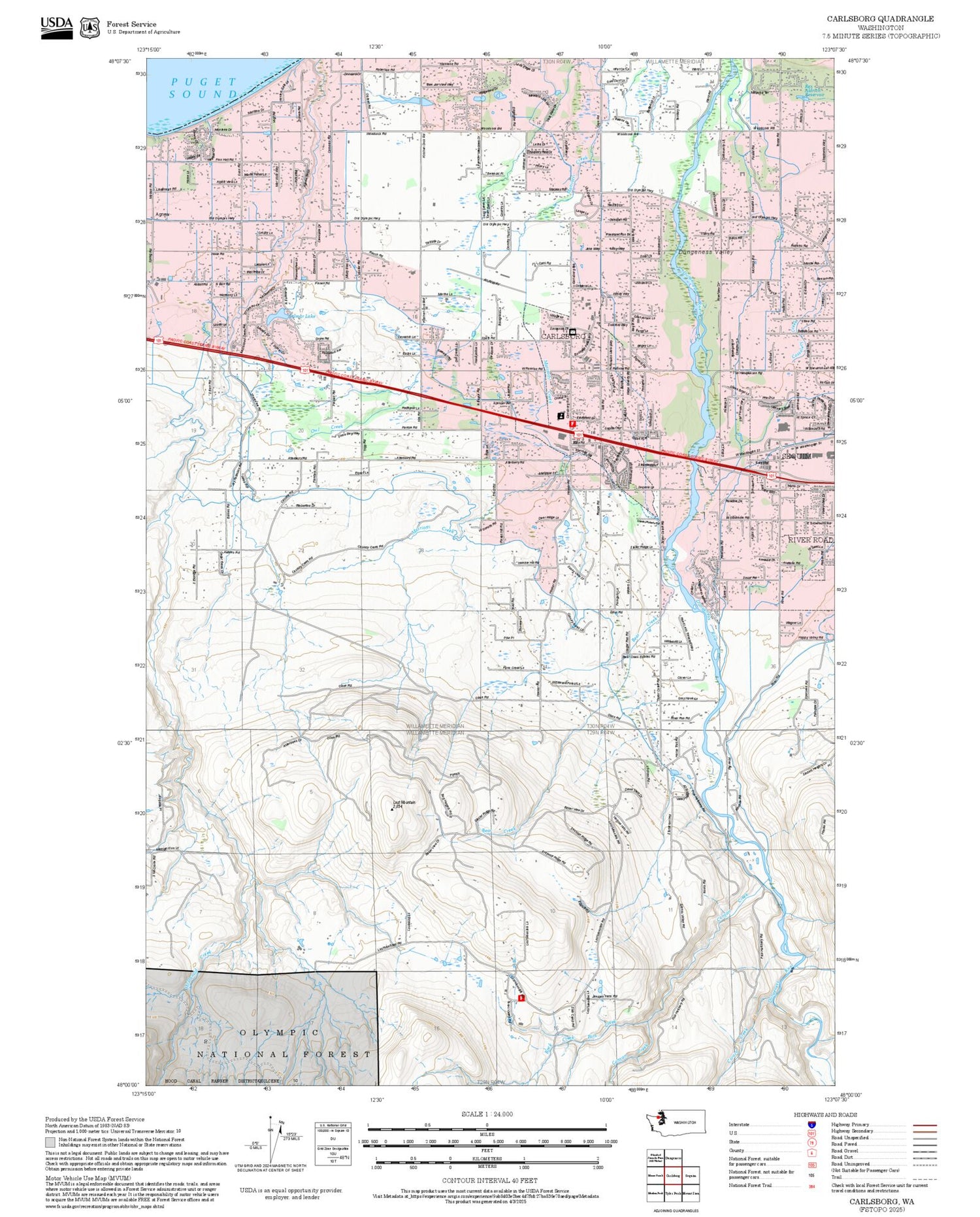 2025 Forest Service Topo Map of Carlsborg Washington
