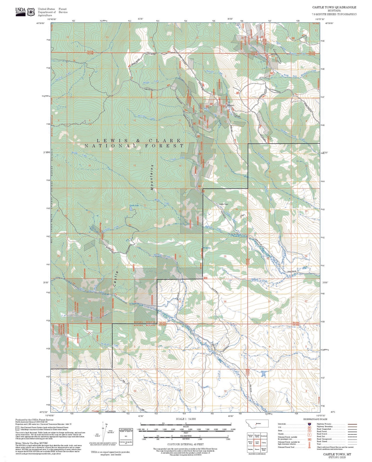 2025 Forest Service Topo Map of Castle Town Montana