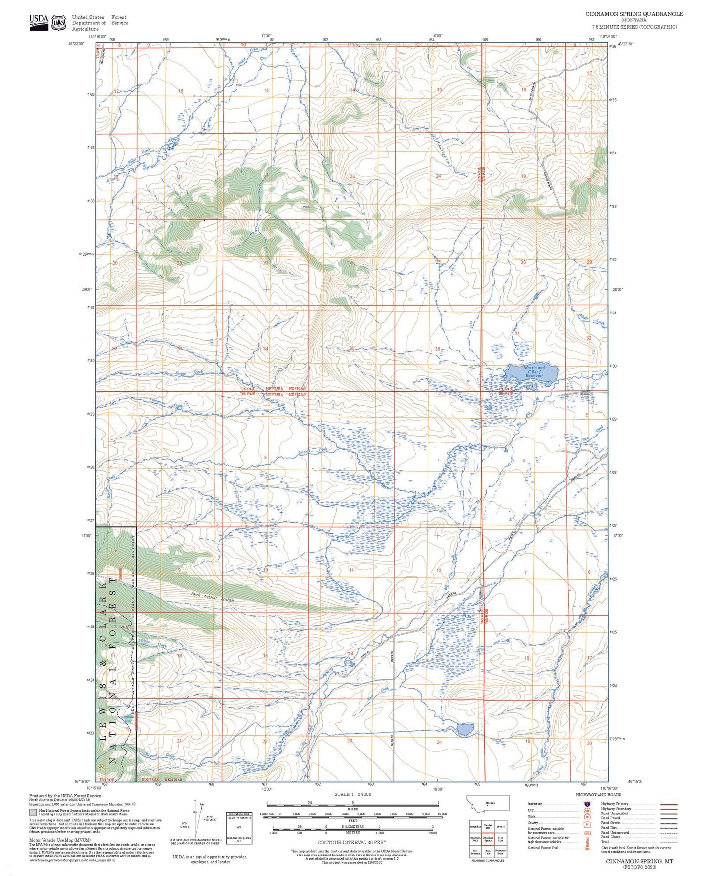 2025 Forest Service Topo Map of Cinnamon Spring Montana