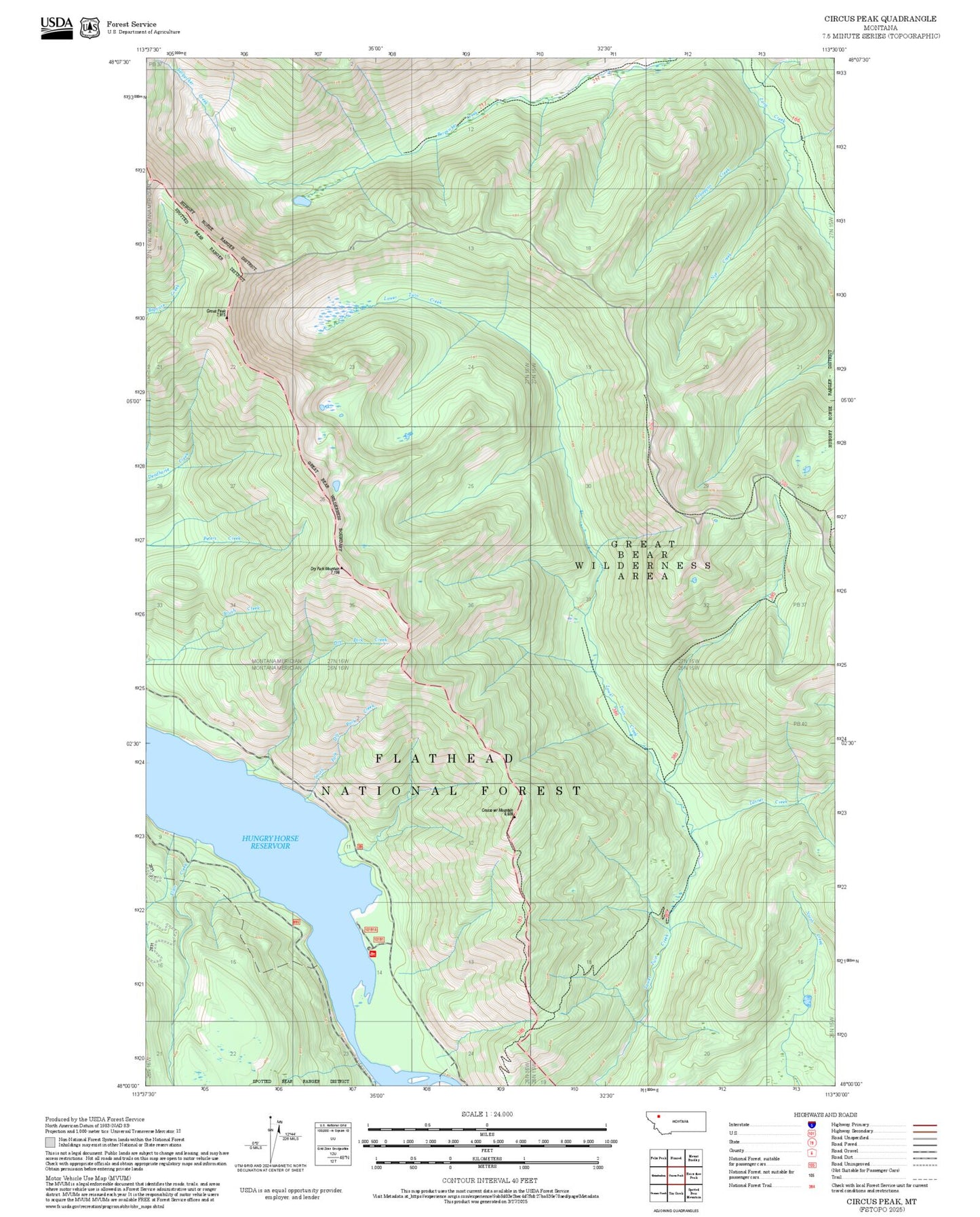 2025 Forest Service Topo Map of Circus Peak Montana