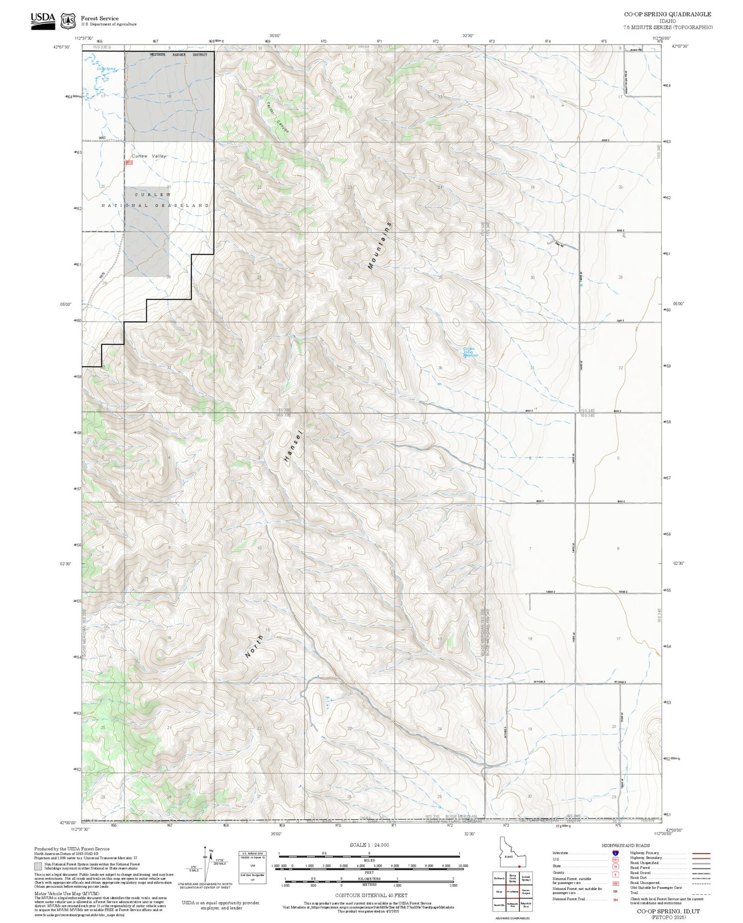 2025 Forest Service Topo Map of Co-op Spring Idaho
