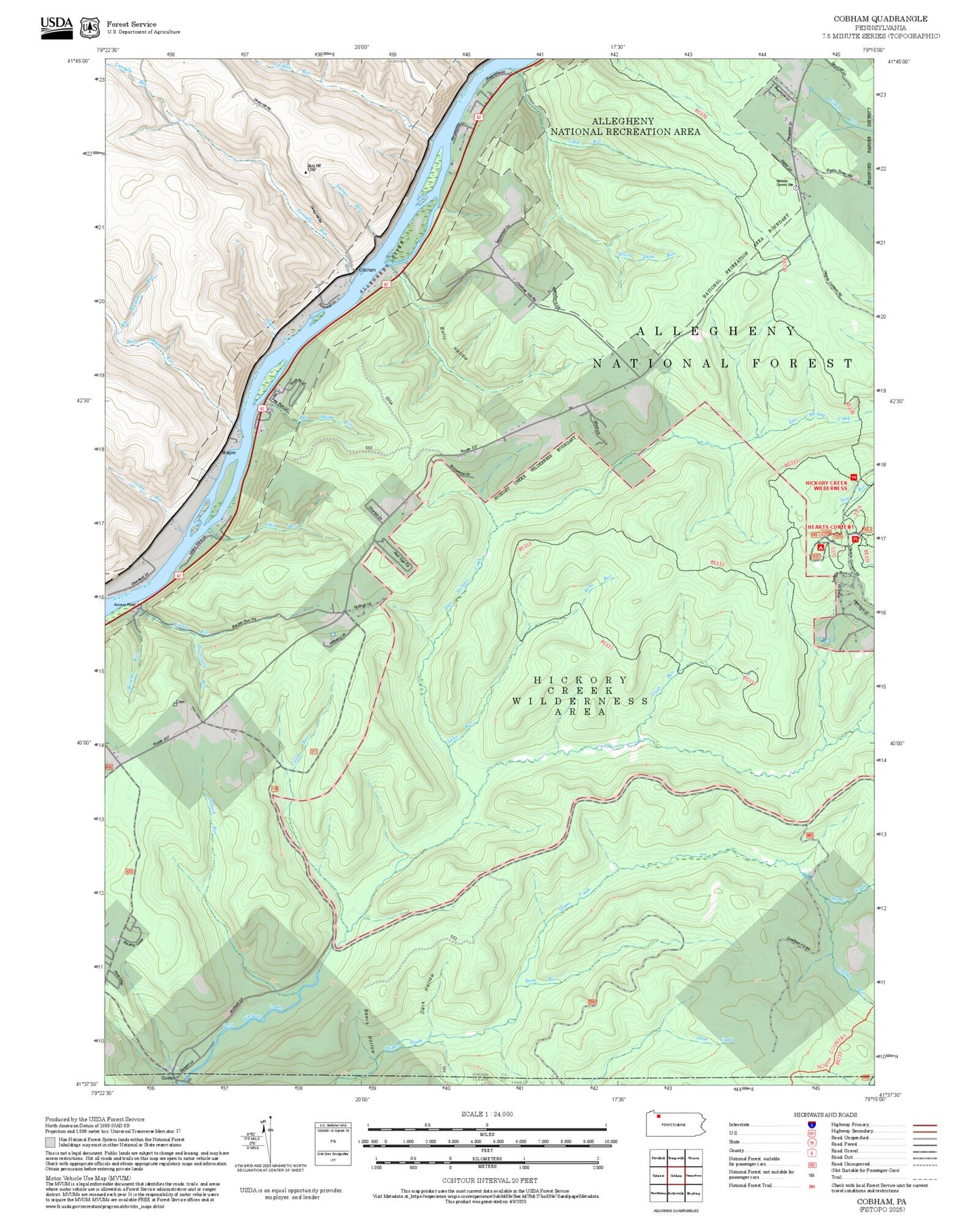 2025 Forest Service Topo Map of Cobham Pennsylvania