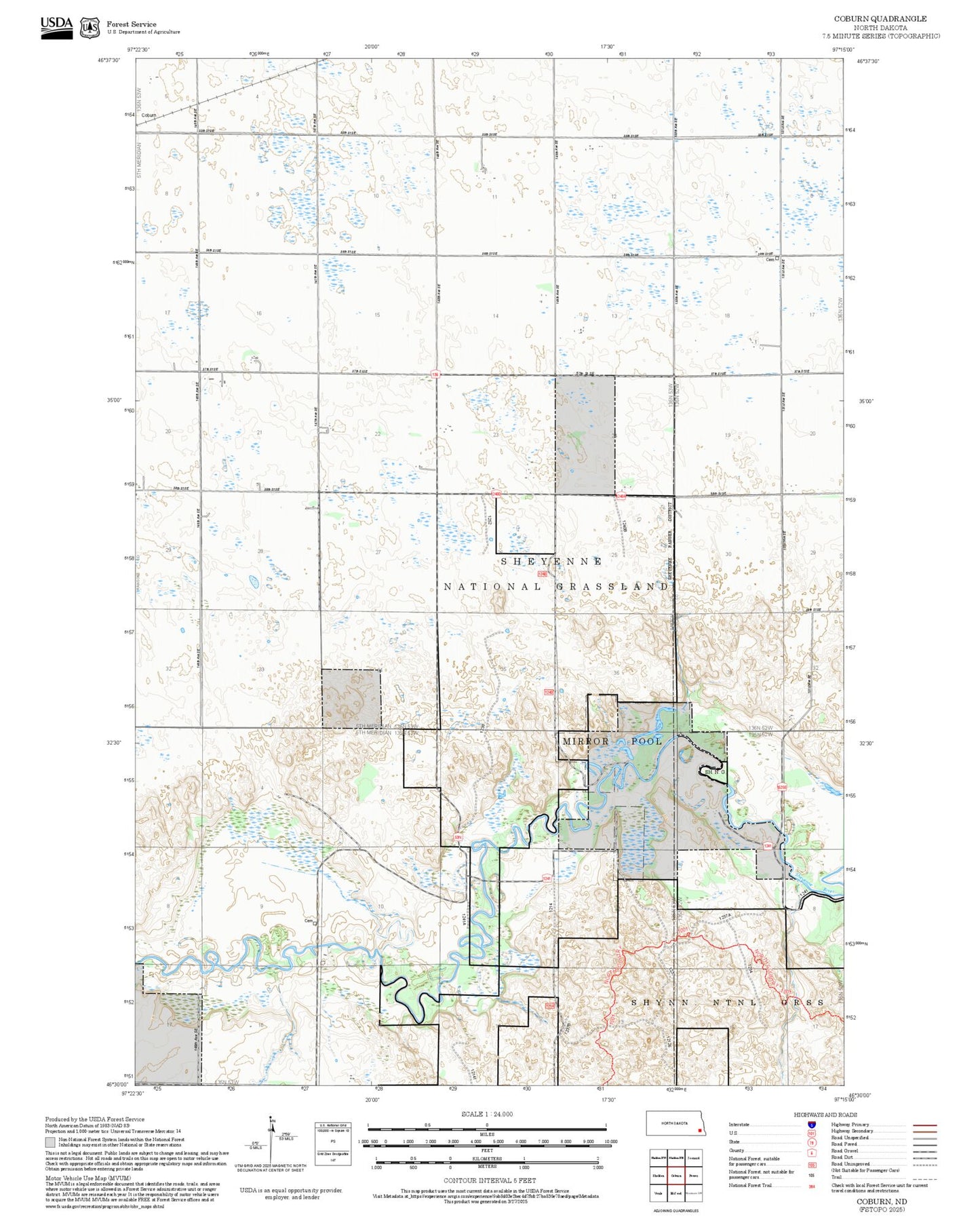 2025 Forest Service Topo Map of Coburn North Dakota