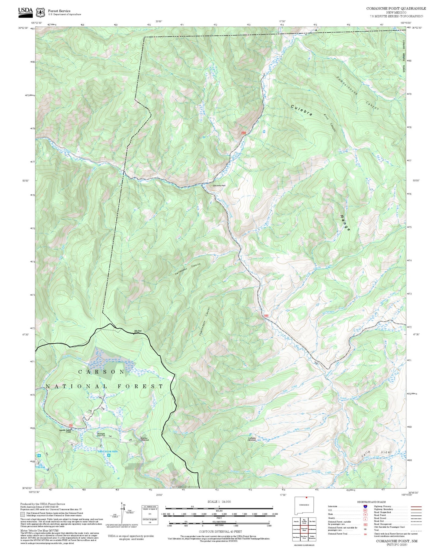 2025 Forest Service Topo Map of Comanche Point New Mexico