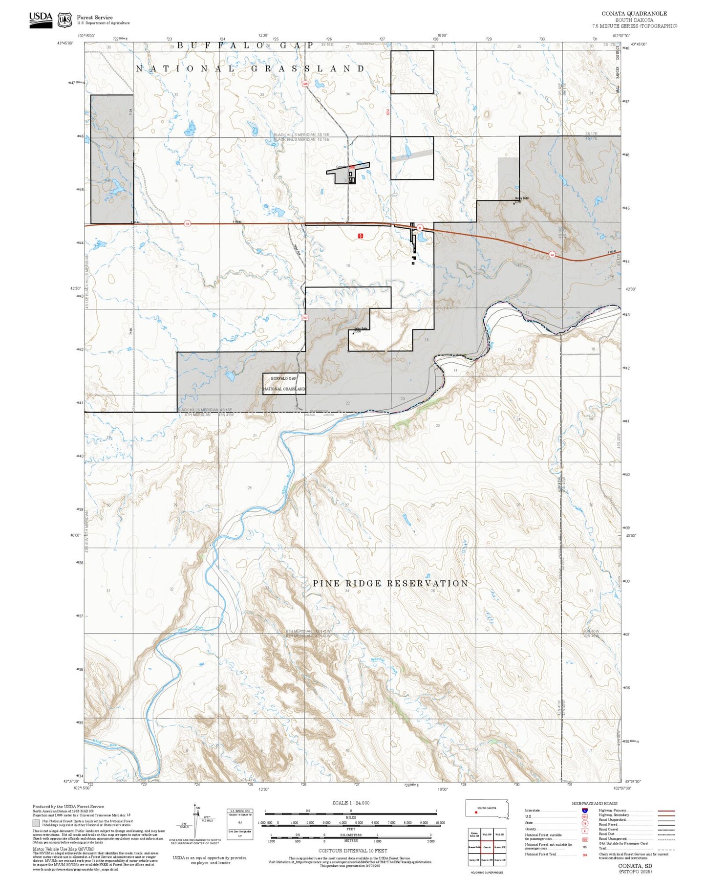 2025 Forest Service Topo Map of Conata South Dakota