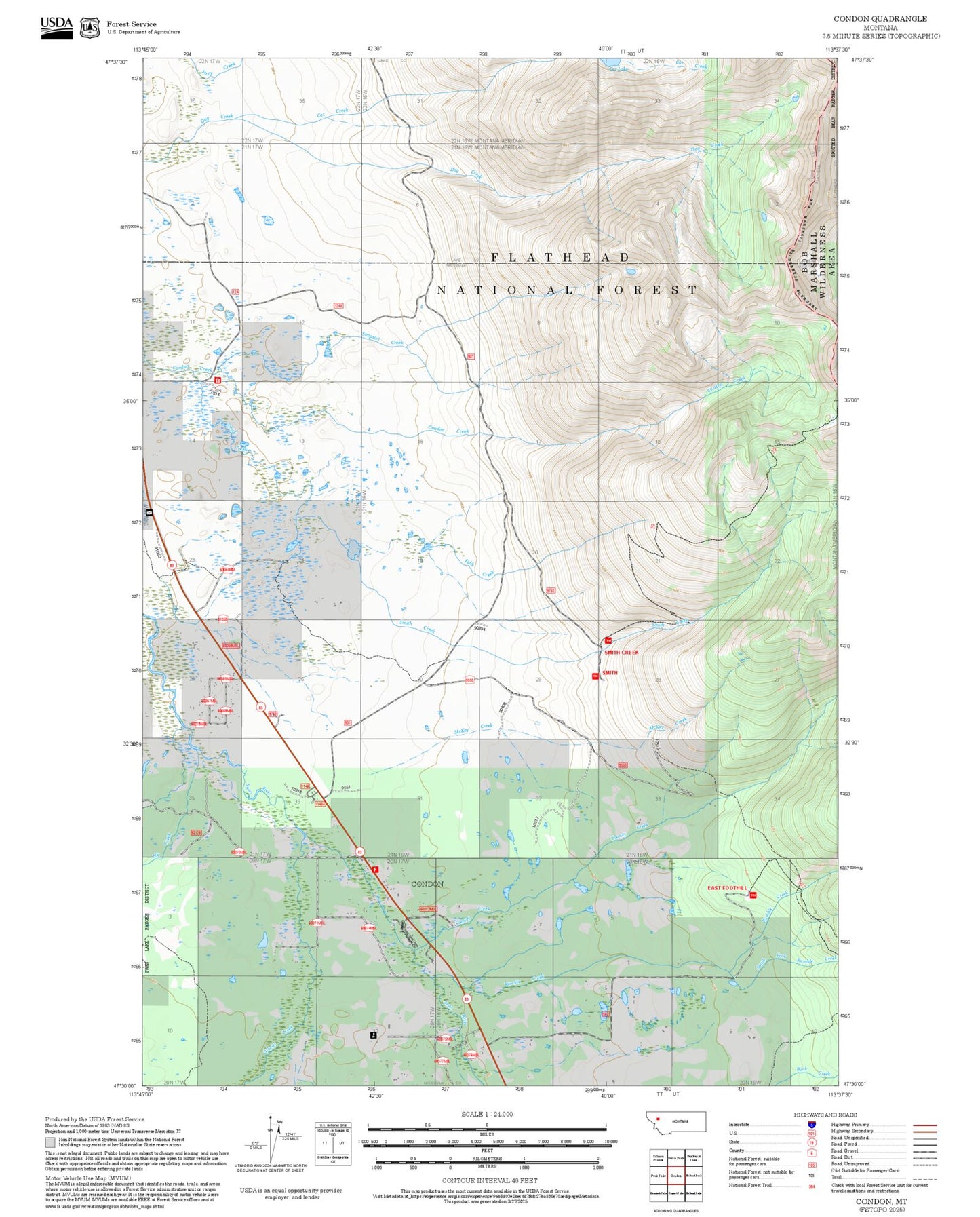 2025 Forest Service Topo Map of Condon Montana