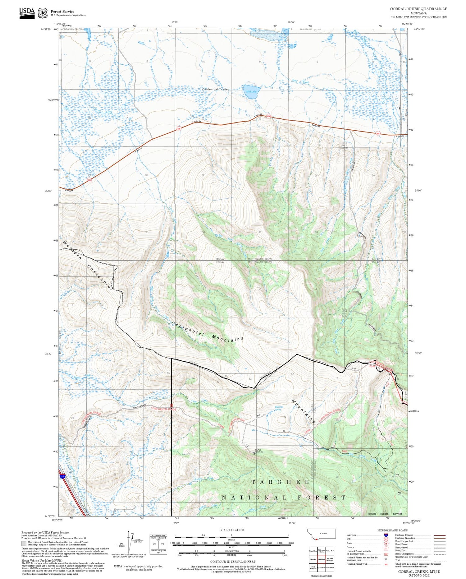 2025 Forest Service Topo Map of Corral Creek Montana