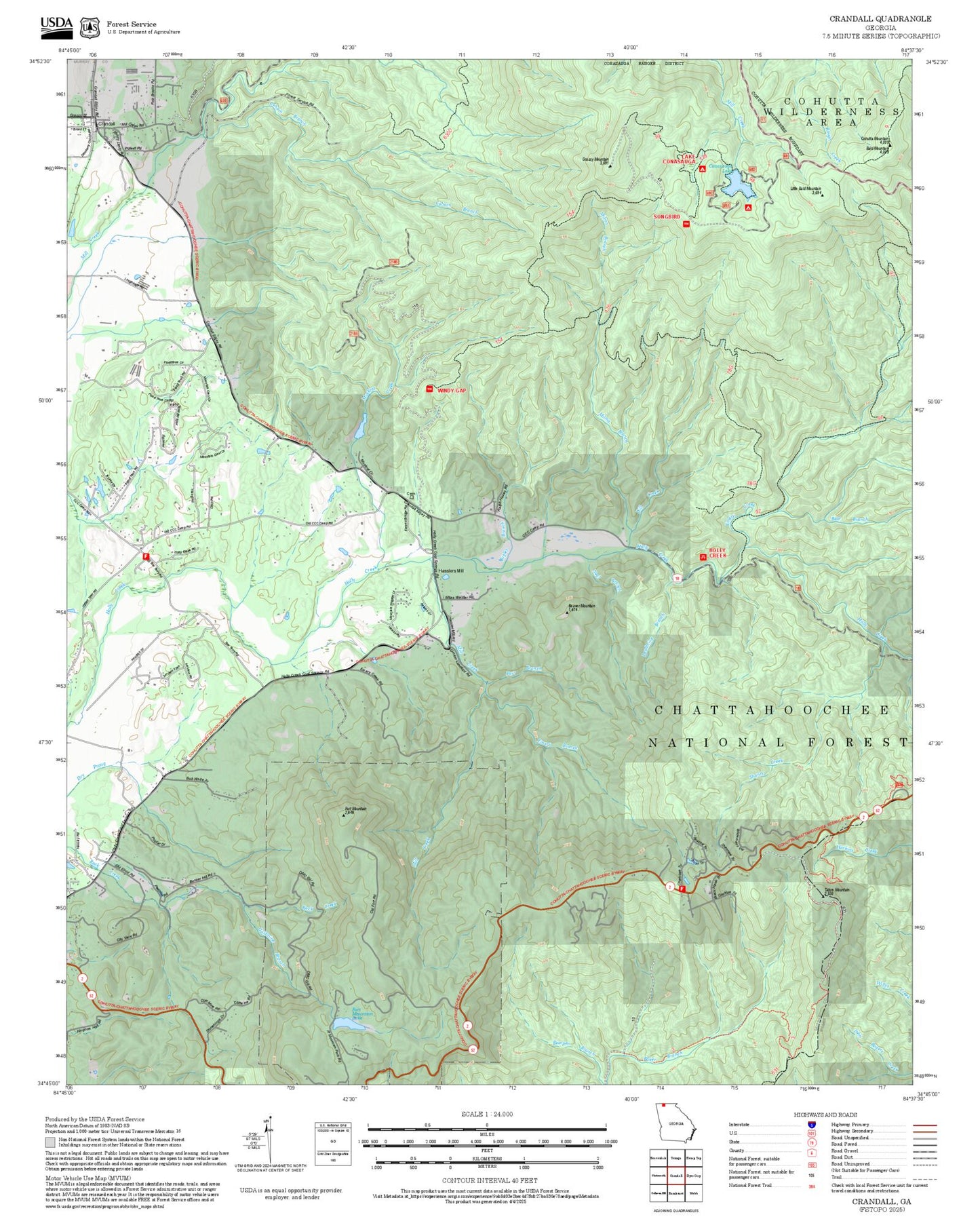 2025 Forest Service Topo Map of Crandall Georgia