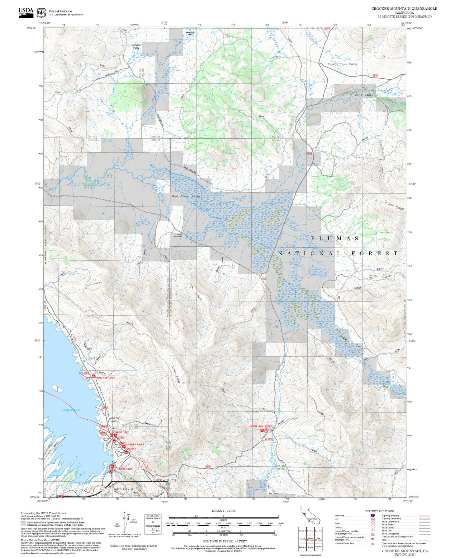 2025 Forest Service Topo Map of Crocker Mountain California