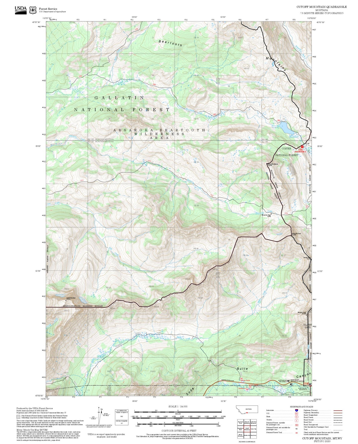2025 Forest Service Topo Map of Cutoff Mountain Montana