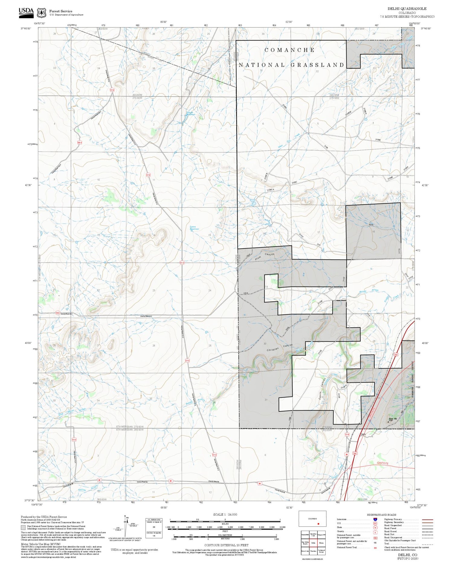 2025 Forest Service Topo Map of Delhi Colorado