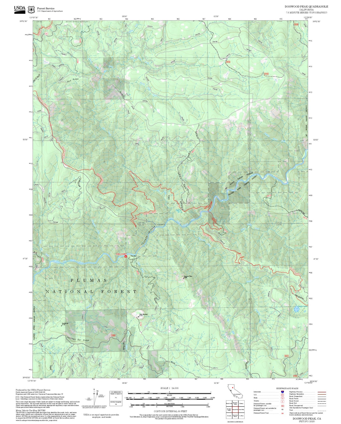2025 Forest Service Topo Map of Dogwood Peak California