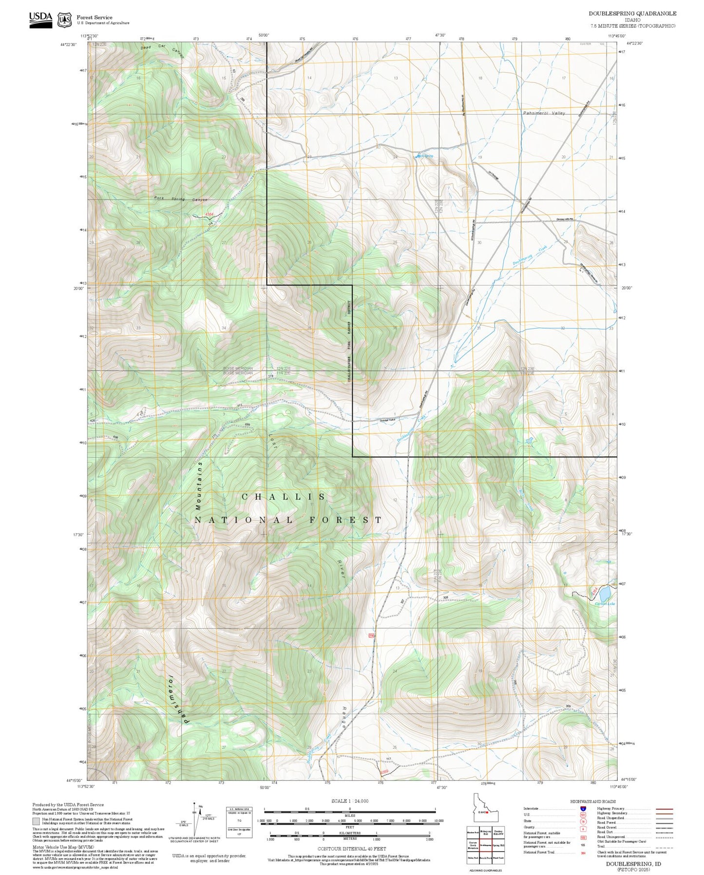 2025 Forest Service Topo Map of Doublespring Idaho