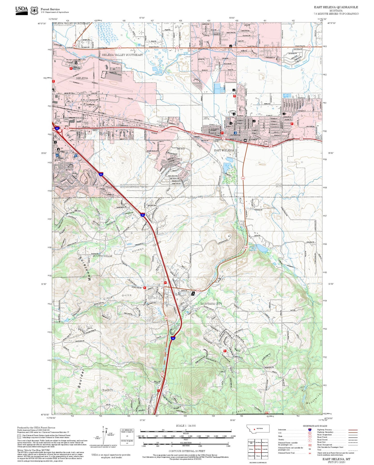 2025 Forest Service Topo Map of East Helena Montana
