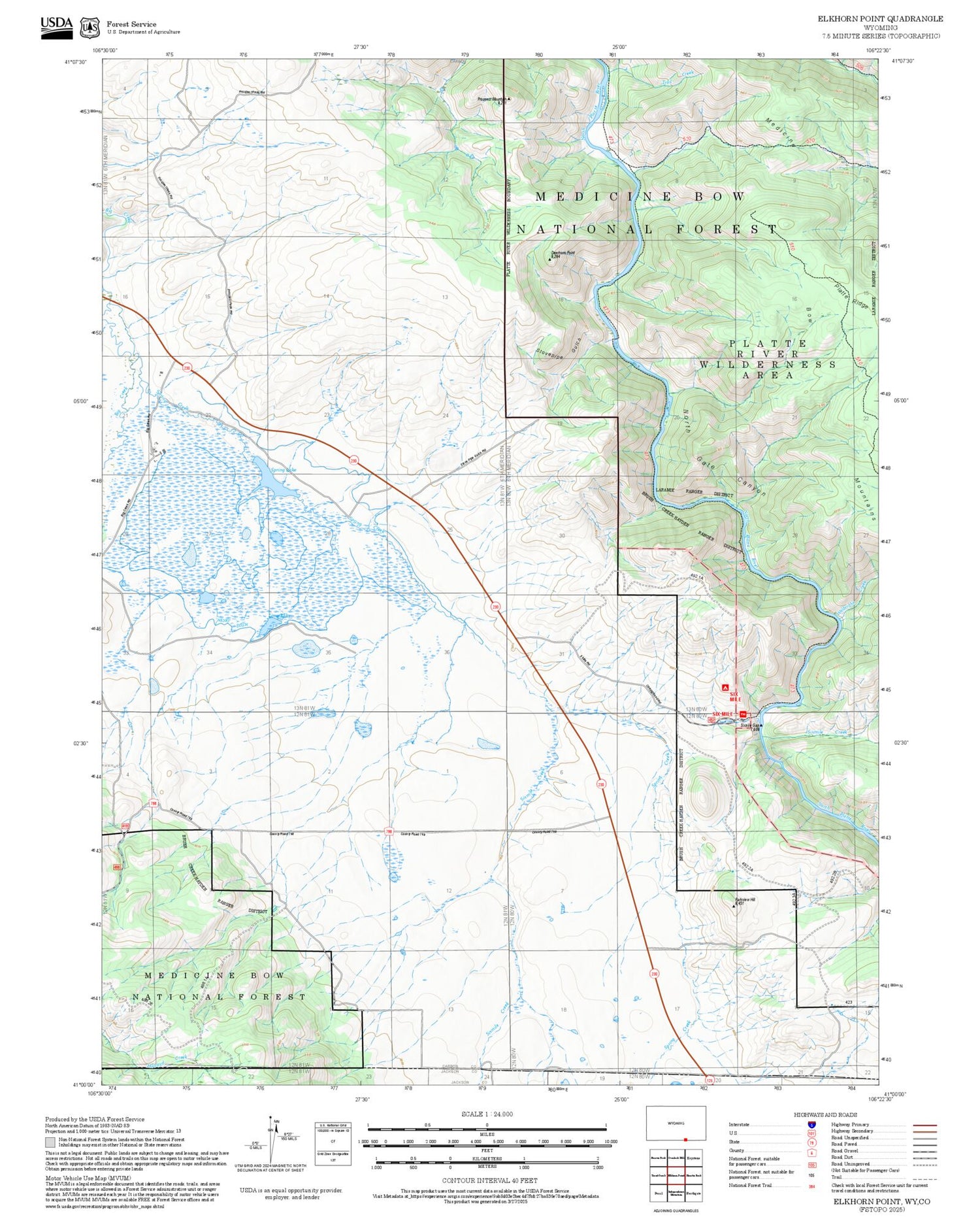 2025 Forest Service Topo Map of Elkhorn Point Wyoming