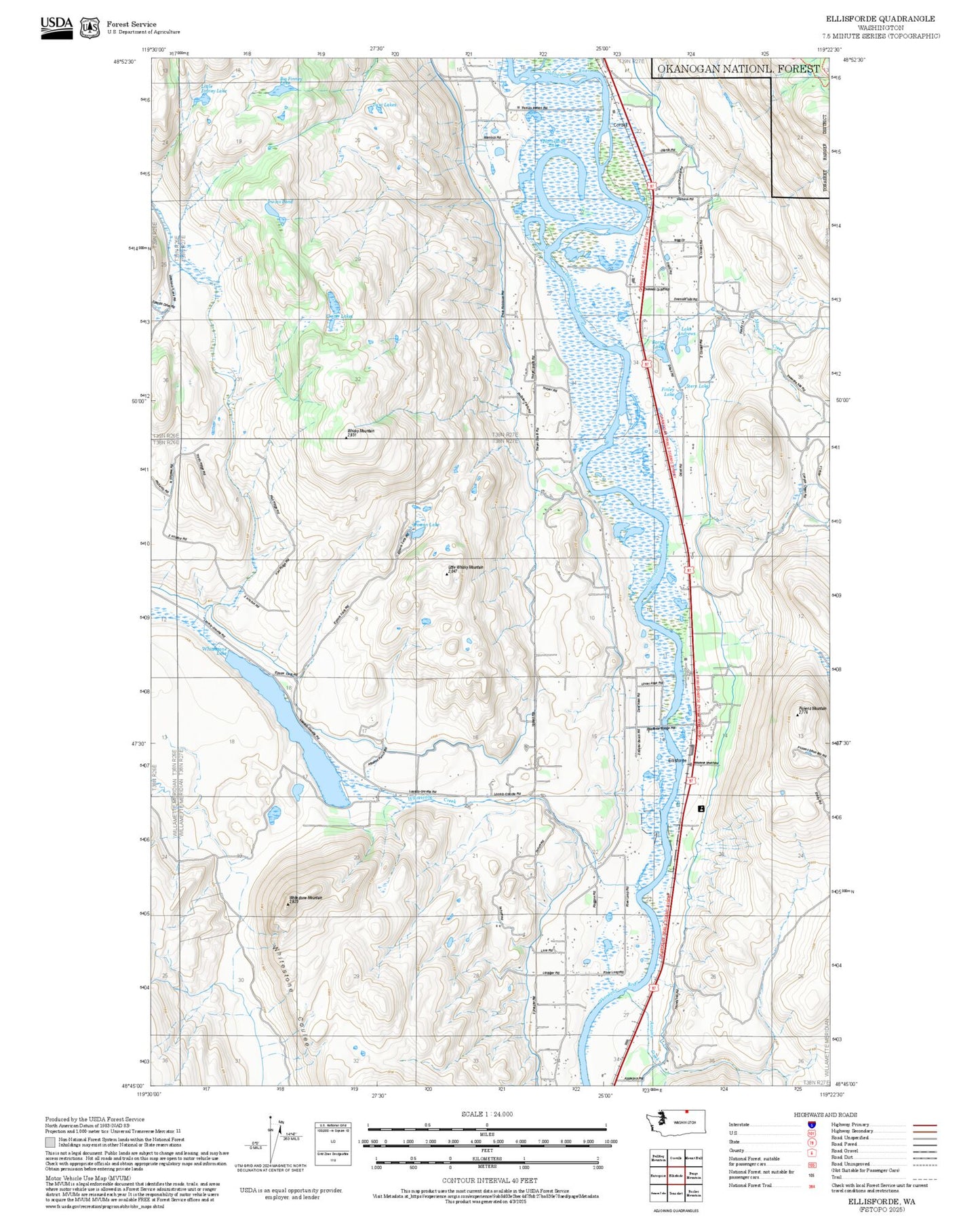 2025 Forest Service Topo Map of Ellisforde Washington