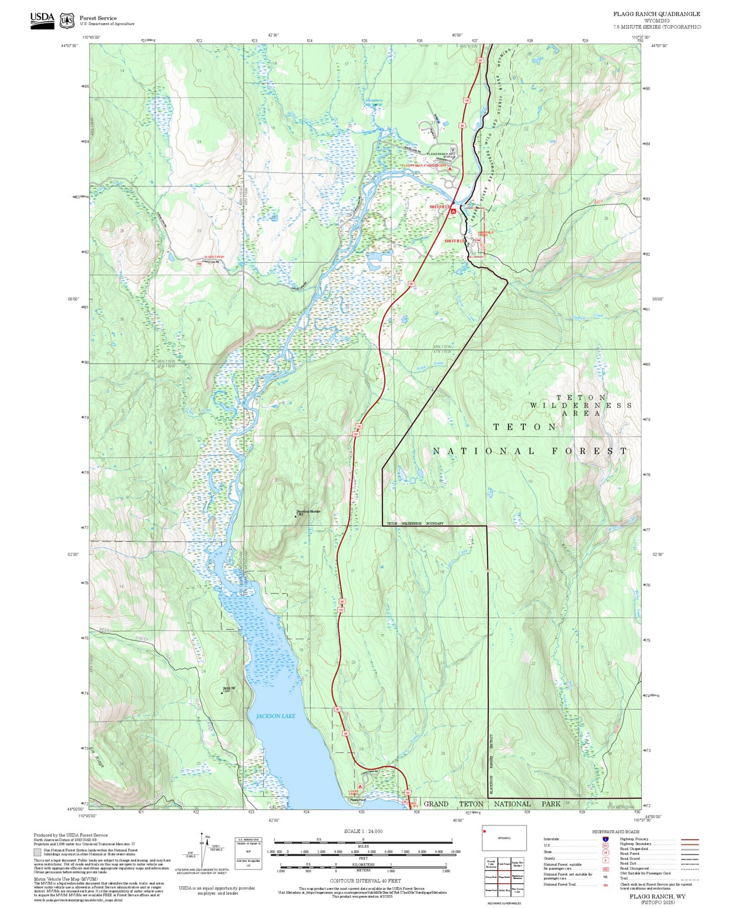 2025 Forest Service Topo Map of Flagg Ranch Wyoming