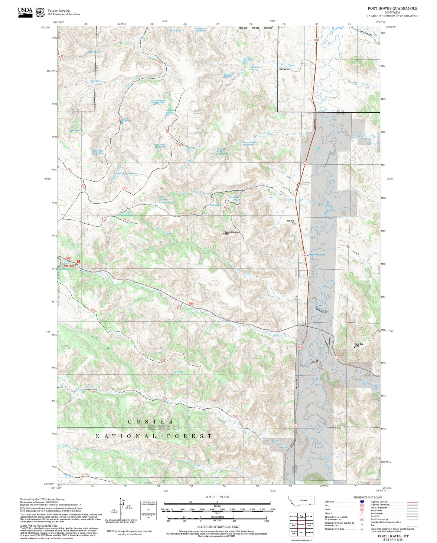 2025 Forest Service Topo Map of Fort Howes Montana