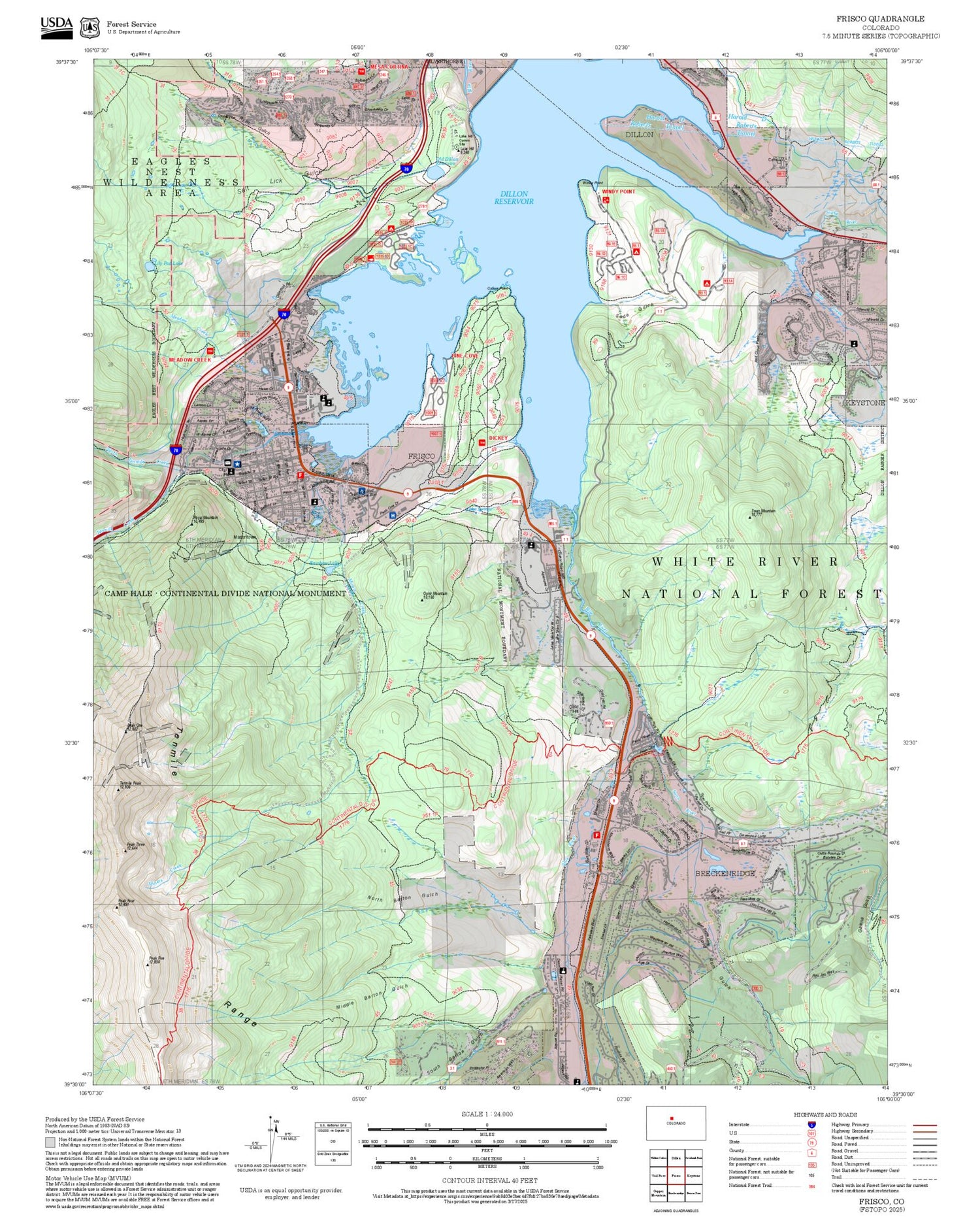 2025 Forest Service Topo Map of Frisco Colorado