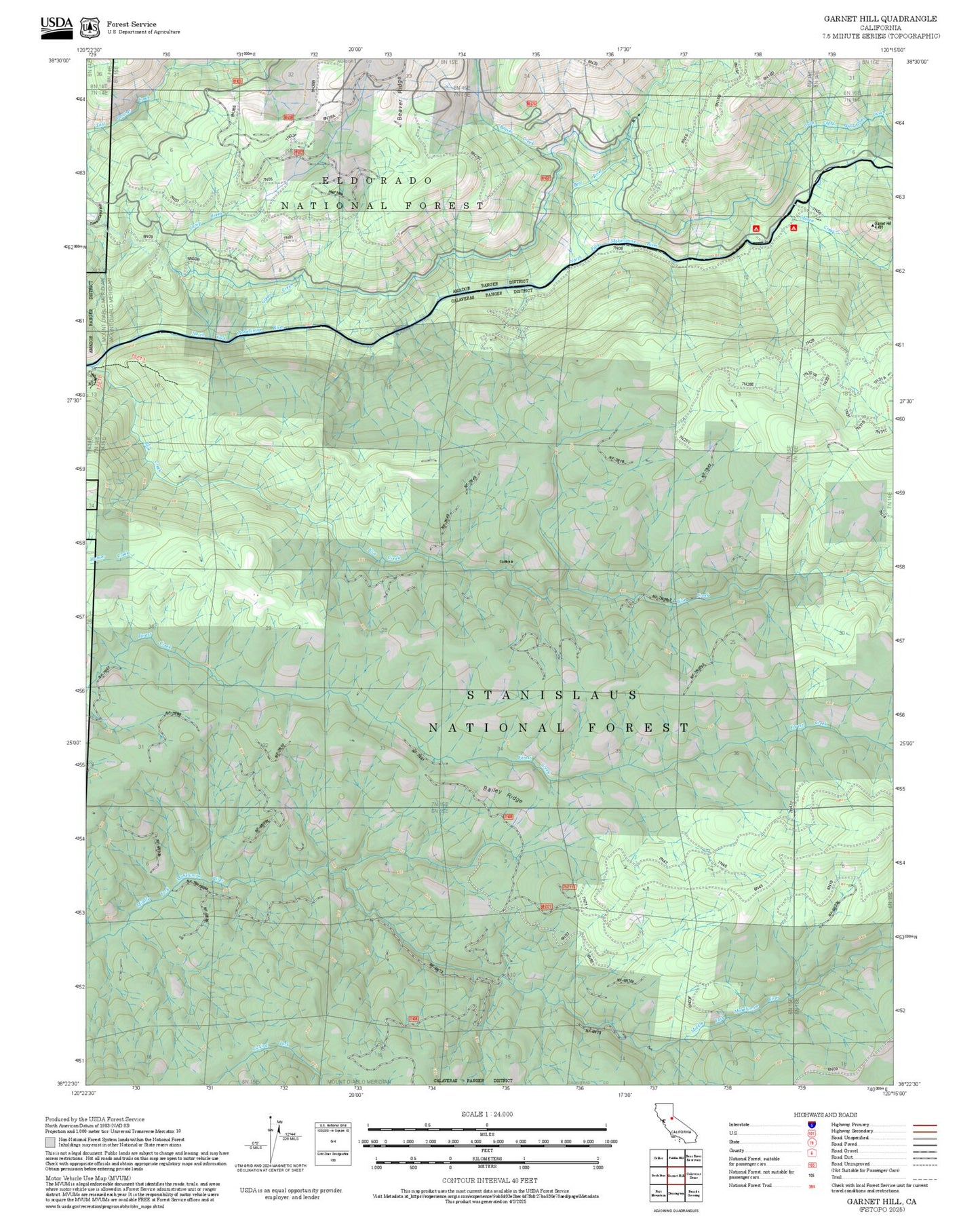 2025 Forest Service Topo Map of Garnet Hill California