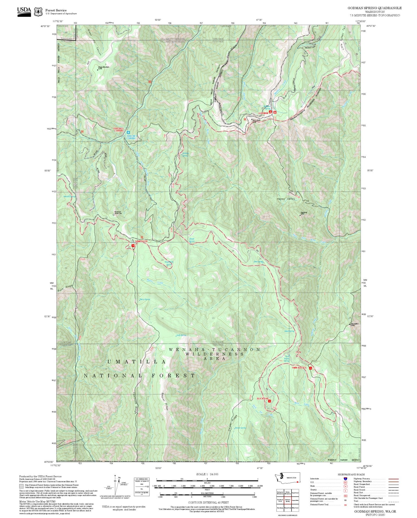 2025 Forest Service Topo Map of Godman Spring Washington