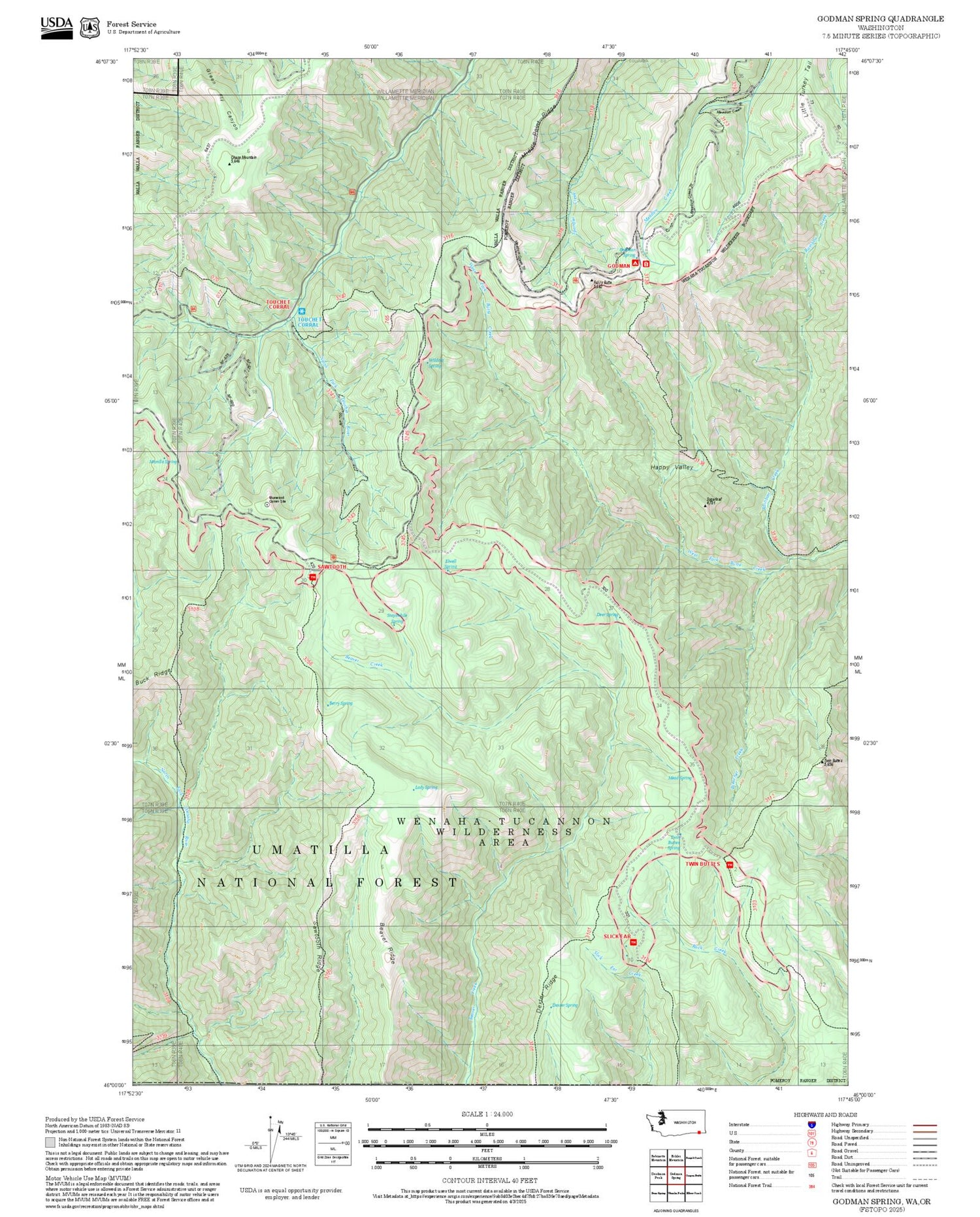 2025 Forest Service Topo Map of Godman Spring Washington