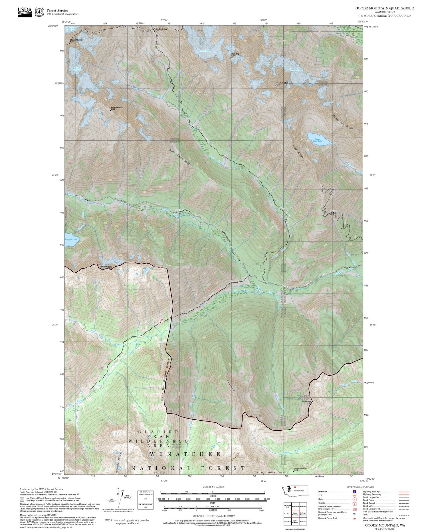 2025 Forest Service Topo Map of Goode Mountain Washington