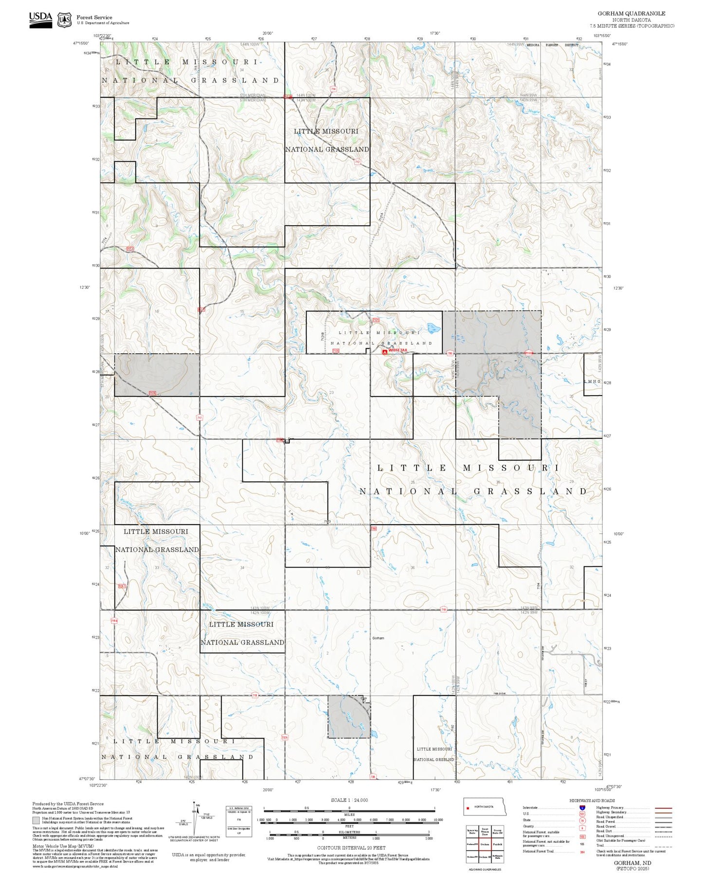 2025 Forest Service Topo Map of Gorham North Dakota