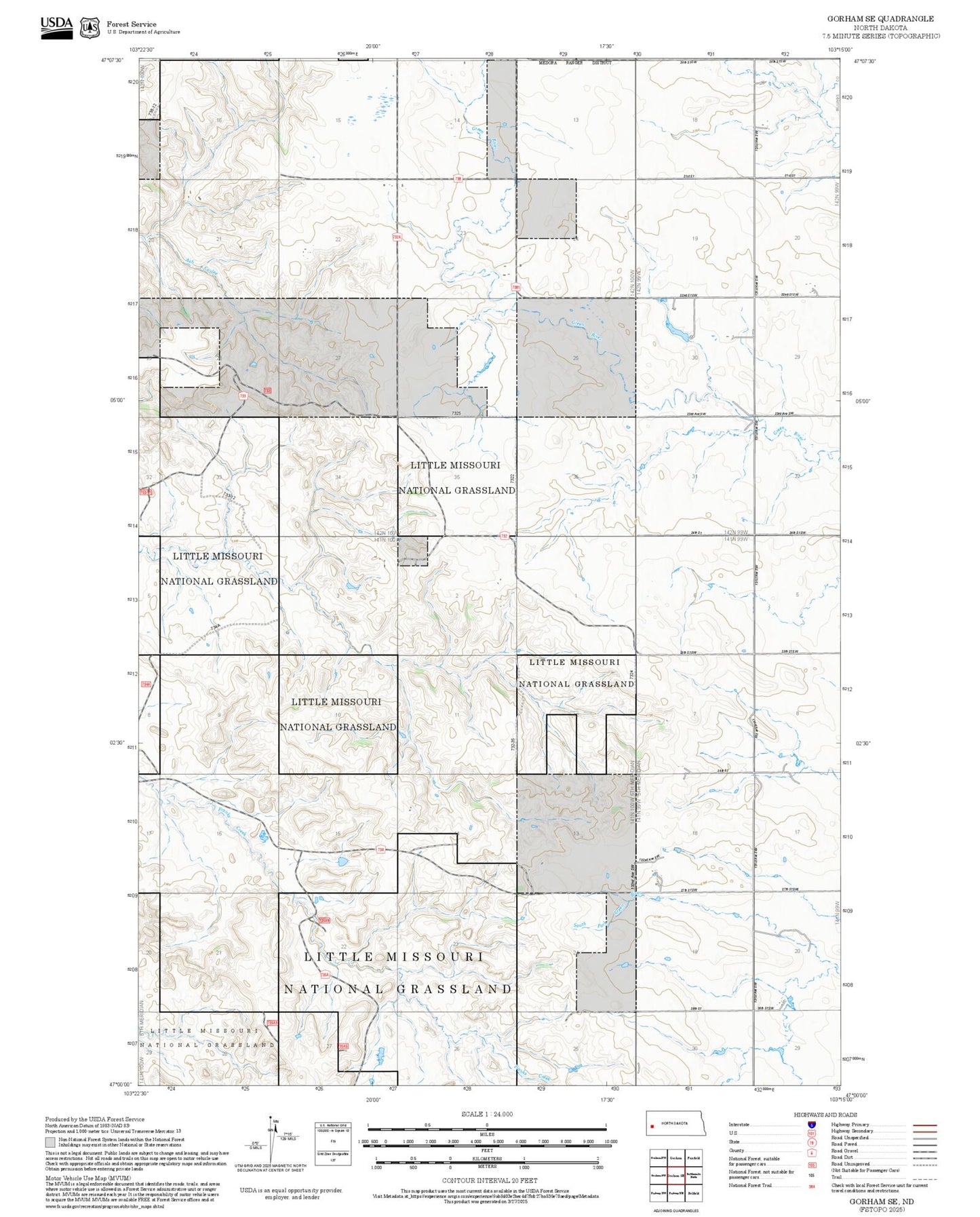 2025 Forest Service Topo Map of Gorham SE North Dakota