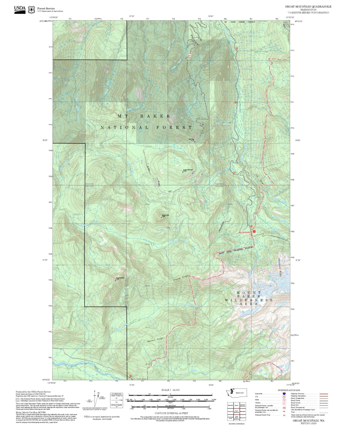 2025 Forest Service Topo Map of Groat Mountain Washington