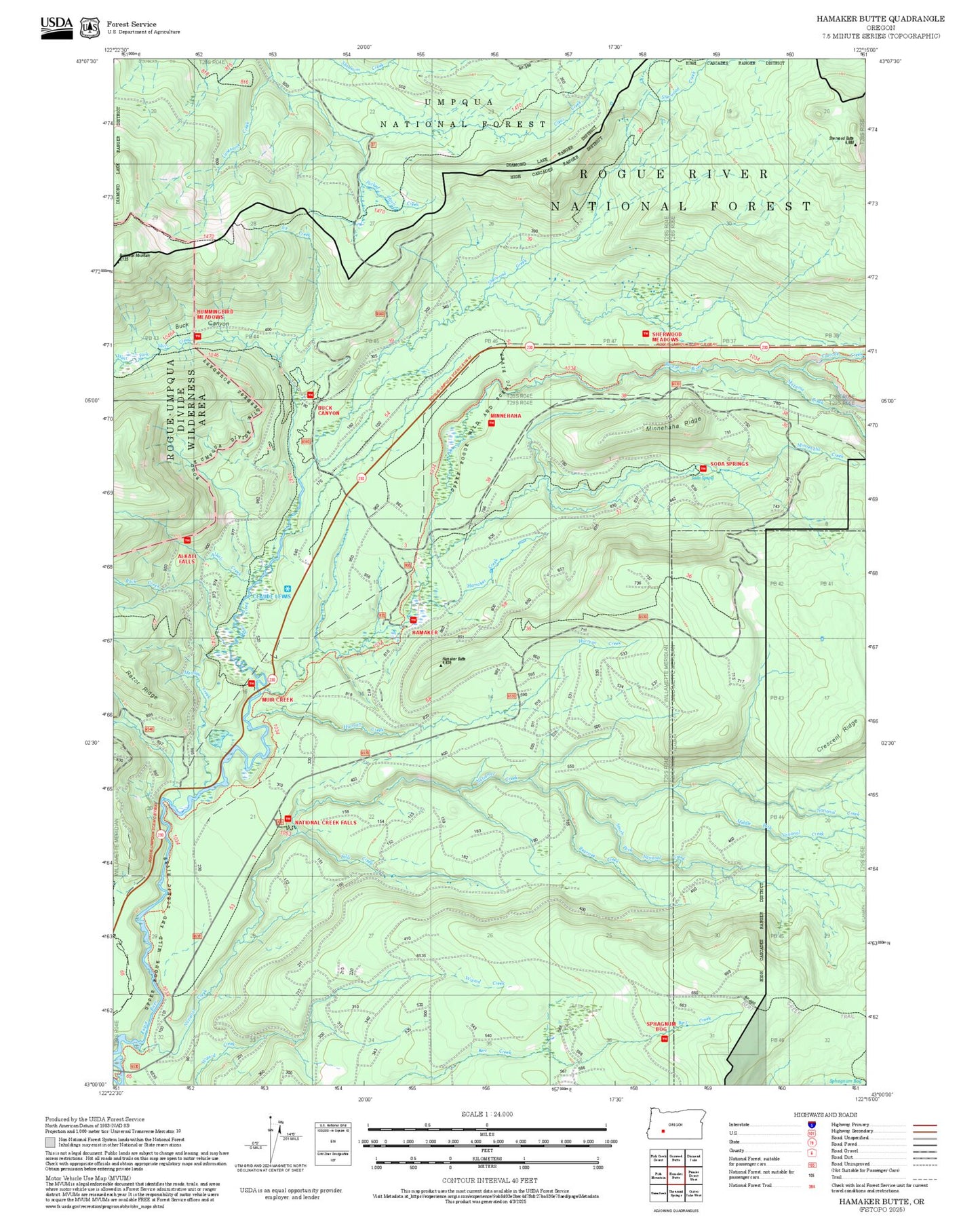 2025 Forest Service Topo Map of Hamaker Butte Oregon