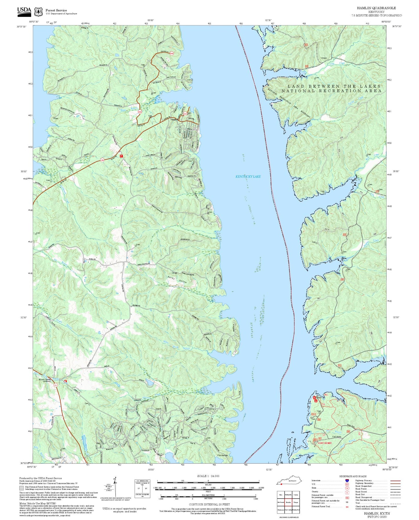 2025 Forest Service Topo Map of Hamlin Kentucky