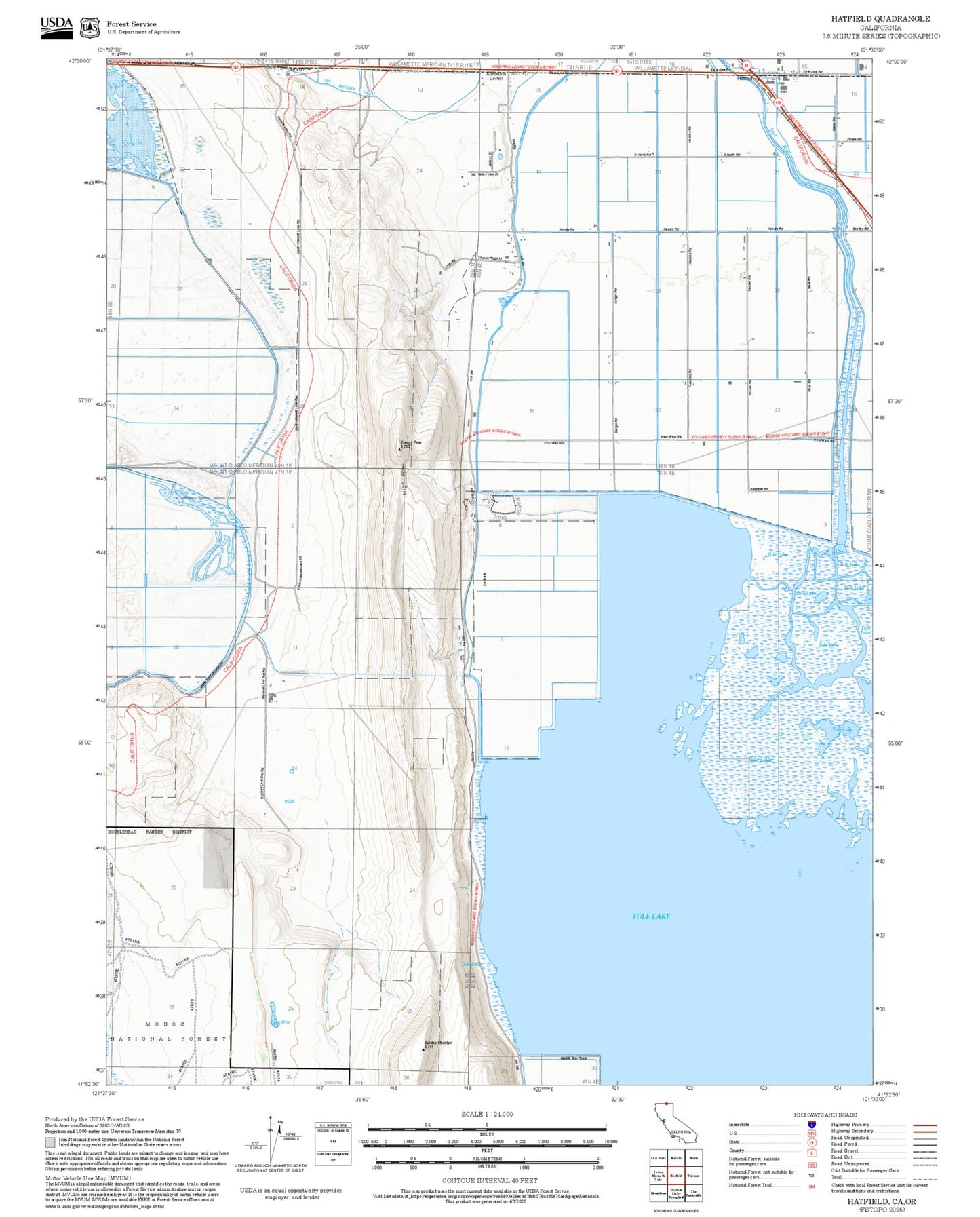 2025 Forest Service Topo Map of Hatfield California