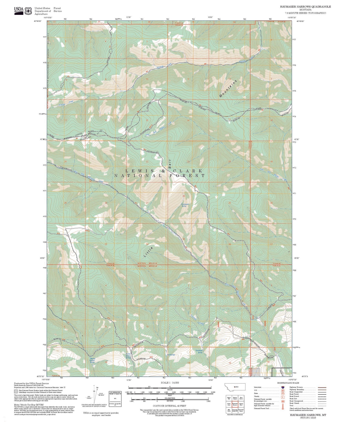 2025 Forest Service Topo Map of Haymaker Narrows Montana