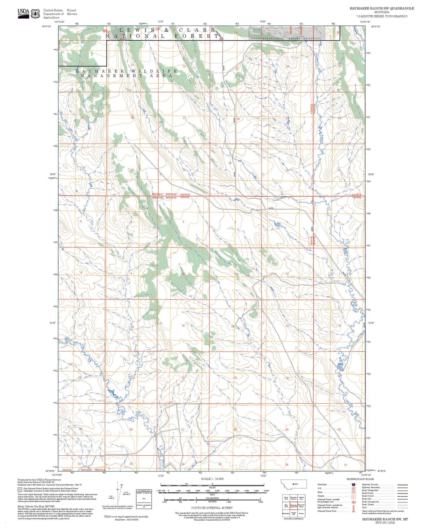 2025 Forest Service Topo Map of Haymaker Ranch SW Montana